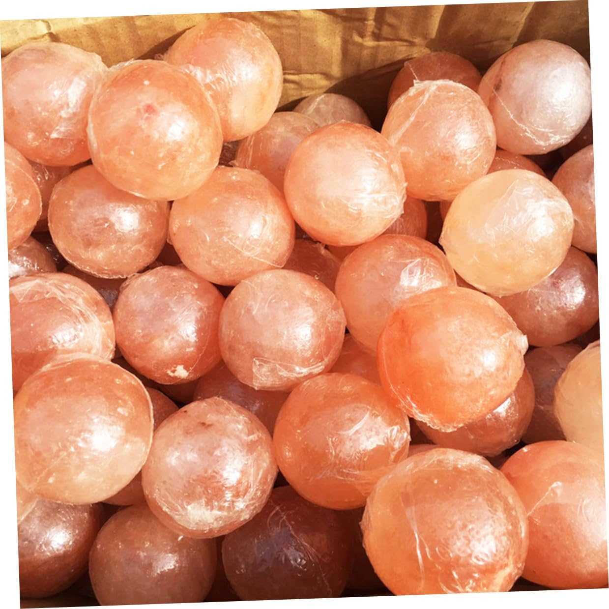 Minkissy Natural Himalayan Salt Crystal Ball Soap for Detox Skin Exfoliation Deodorant Stone Massage Ball Safe Mineral Skincare for Spa Bath Steam Use Orange image number 2