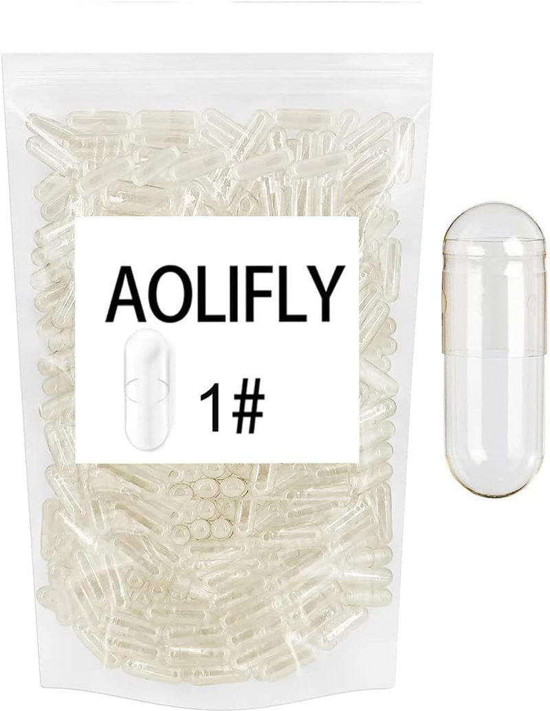 Capsule Size 1, Clear Empty Gelatin Capsules, 1000 Count -Kosher and Halal Certified,Gluten-Free Pure Bovine Gelatin Pill Capsule,Diy Powder Filling Vegetarian Vegan Capsules image number 3