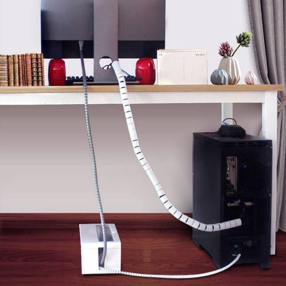 2M 10Mm Spiral Cable Tidy Wrap Management Storage Organizer for TV Computer (Black) image number 1