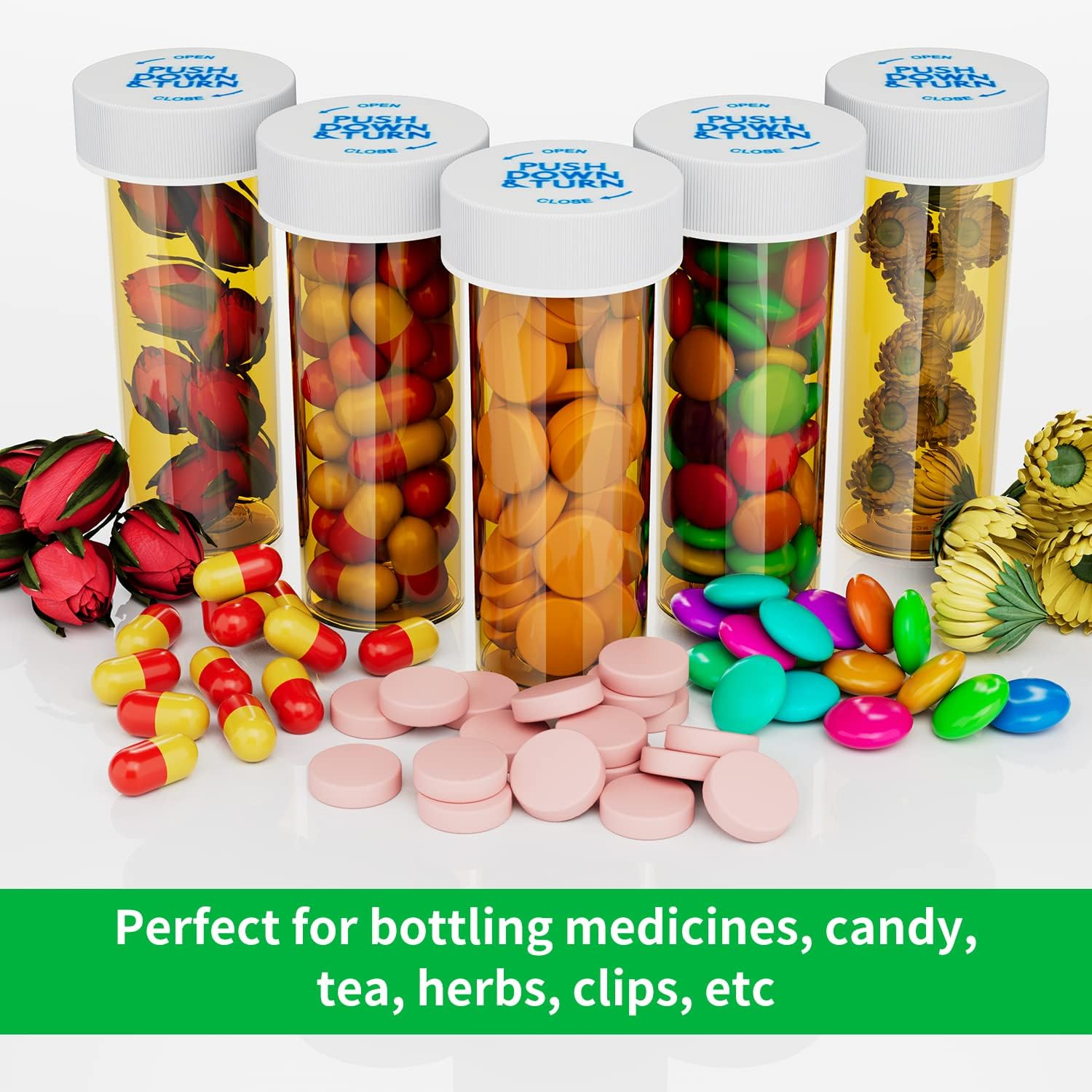 Empty Plastic Medicine Pill Bottles with Child Resistant Caps (20 Pack), 6 Dram Small  Medicine Containers Travel Pill Vials Clear Pill Case Organizers image number 1