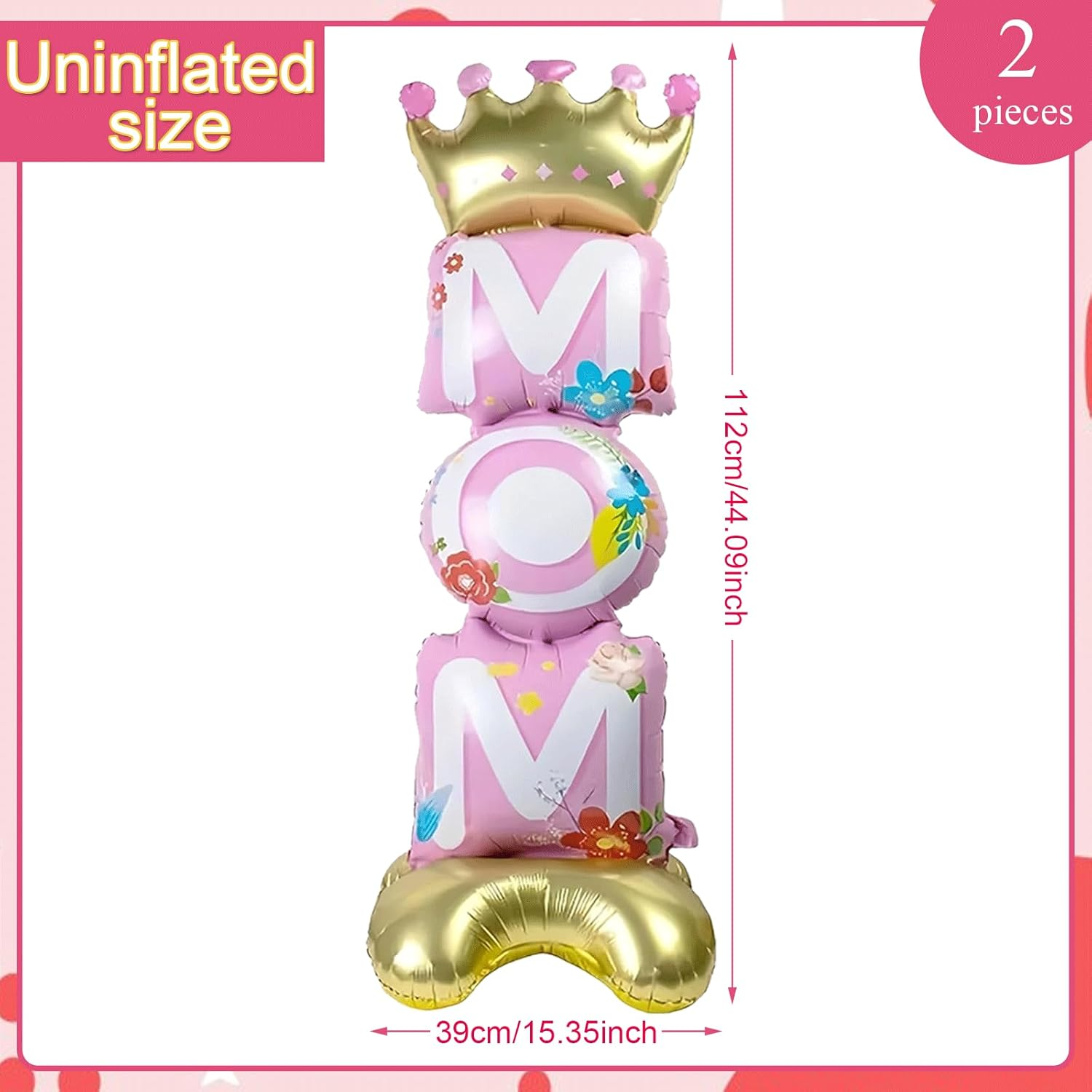 Mother Day Balloon, Mom Standing Aluminum Balloon Happy Mother Day Foil Balloons, Pink Great Mom'S Day Birthday Party Decoration Balloons (1. Mom) image number 3
