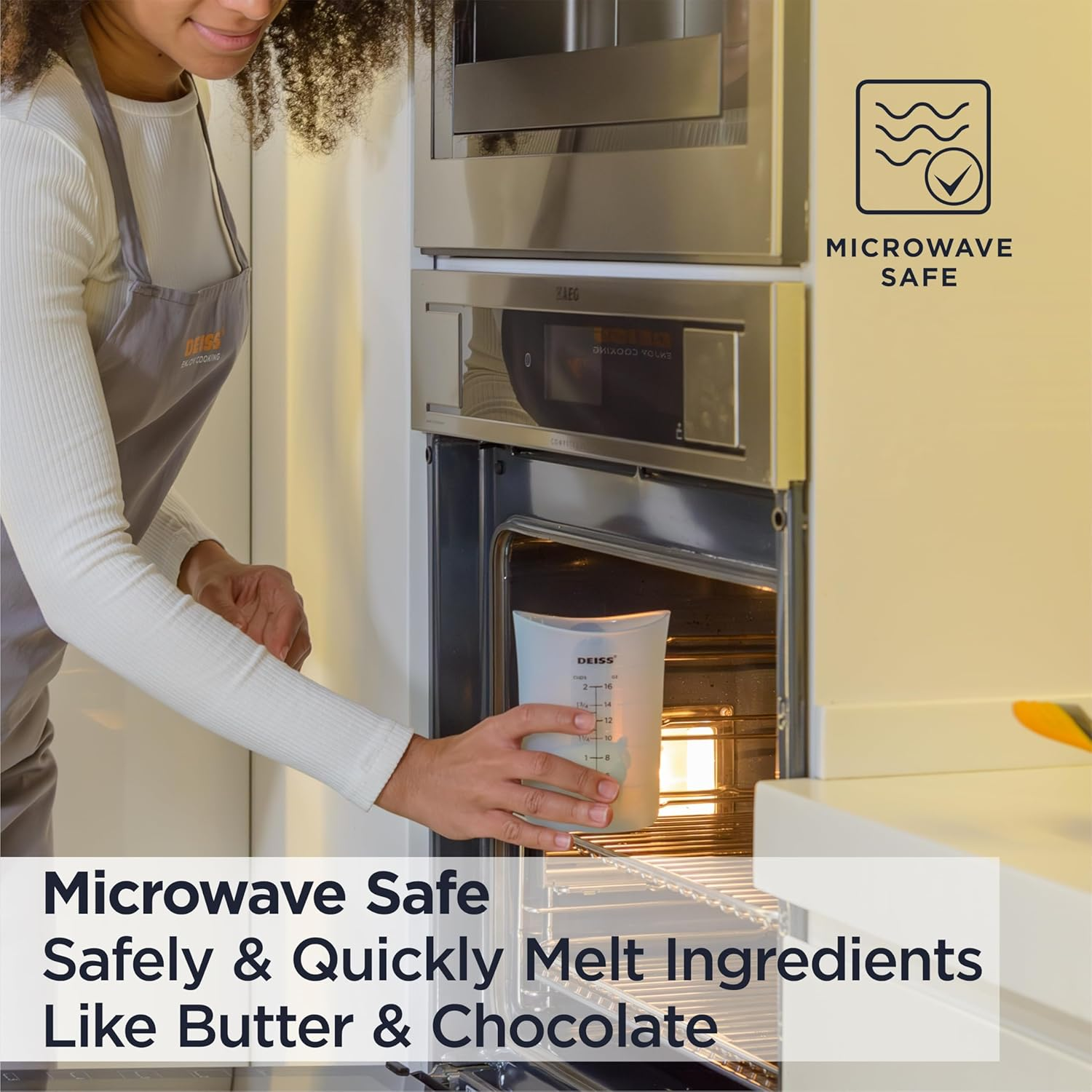 Deiss PRO 3 Piece Silicone Measuring Cup Set - Versatile & Durable, Easy-Pour Spout, Non-Stick for Easy Clean, Heat-Resistant - Squeeze & Pour Liquid Measuring Cups - Ideal for Baking, Cooking, Resin image number 6