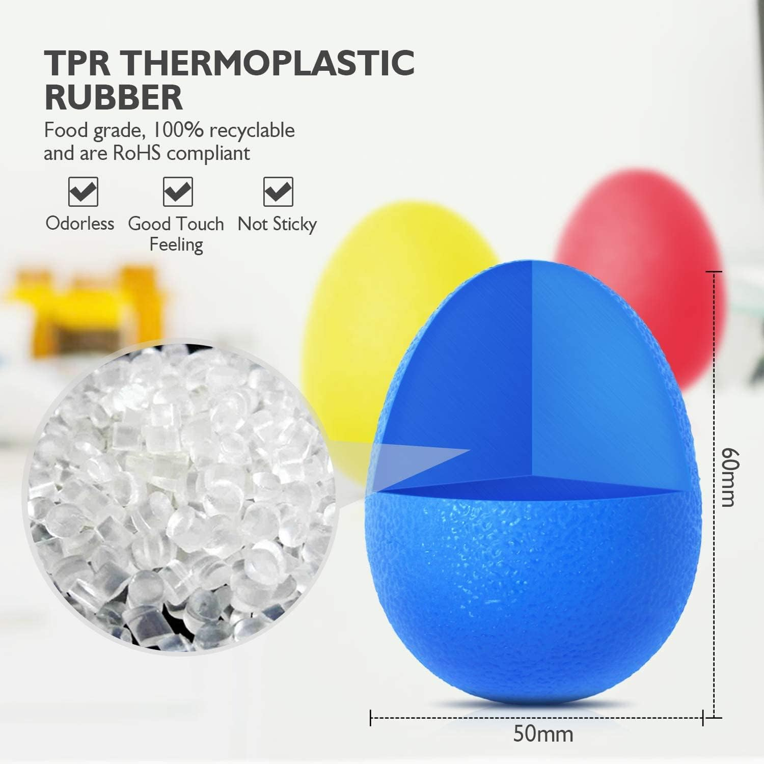 Stress Balls for Adults, Hand Grip Strength Trainer, Squeeze Exercise Gel Balls for Hand Finger Wrist Muscles Arthritis Training, Grip Exerciser Strengthening (3 PCS) image number 2