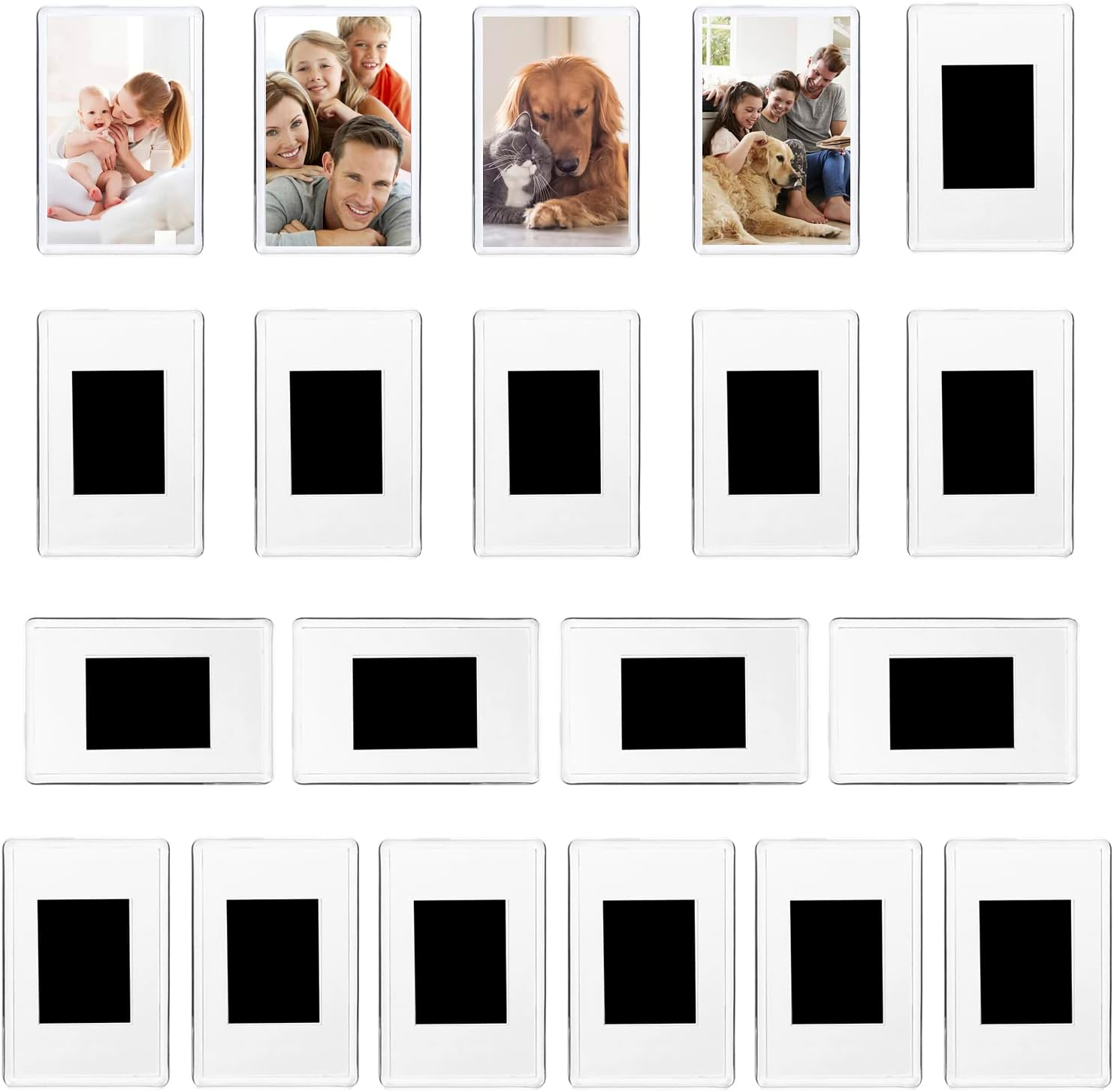 QWORK&reg; Pack of 20 Mini Magnetic Picture Frames for Photos 7 X 4.5 Cm, Clear Acrylic Picture Frames for Fridge Weddings Parties image number 1