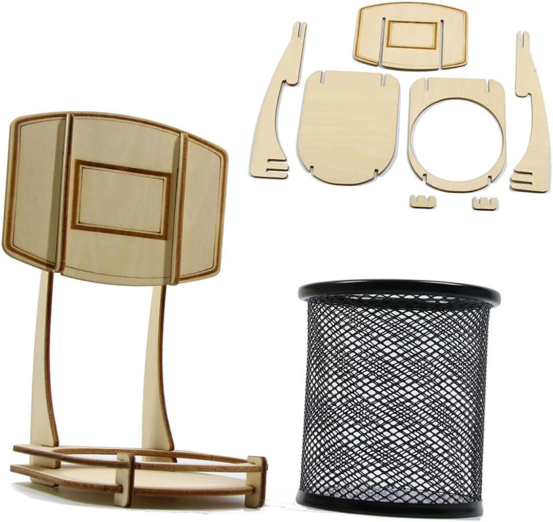 Gogogmee Wooden Basketball Pen Stand Pencil Box DIY Storage Case Detachable Organizer Desk Accessory School Supplies image number 2