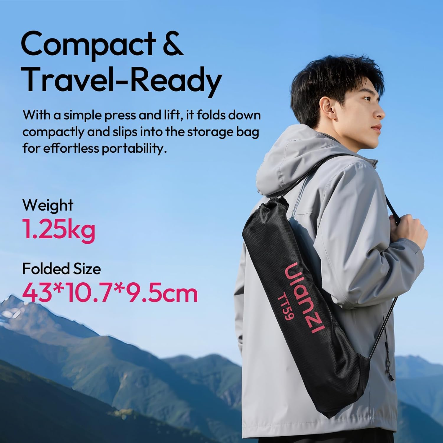 ULANZI TT59 Horizontal Overhead Camera Tripod, 175CM/68.9" Foldable Travel Tripod, Professional Photography Tripod Stand with Uka Quick Release Ball Head for Mirrorless Camera/Dslr/Camcorder image number 4