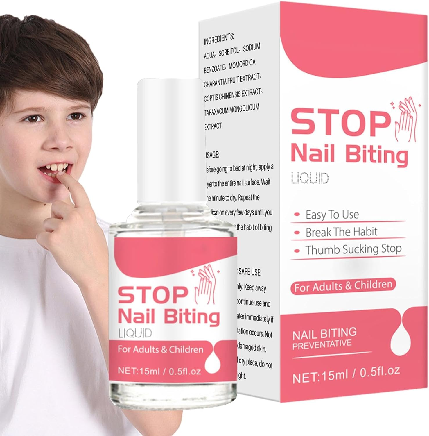 Nail Biting Prevention Polish,0.5Fl Oz anti Bite Nail Polish - Care for Kids & Adults, Thumb Sucking Stop, Bitter Taste, Safe & Effective, Non-Glossy Invisible Coating, Stop Nail Biting & Thumb image number 3