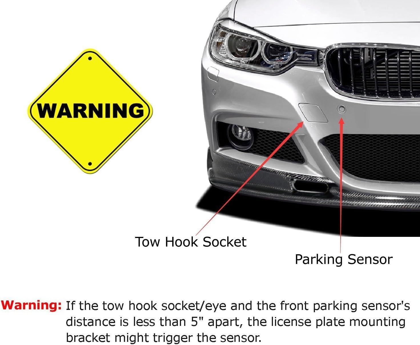 Ijdmtoy No Drill Front Bumper Tow Hook License Plate Mounting Bracket Adapter Kit Compatible with 13-17 Scion FRS, 13-21 Subaru BRZ & 15-21 WRX, 10-15 Toyota Prius & 17-21 86