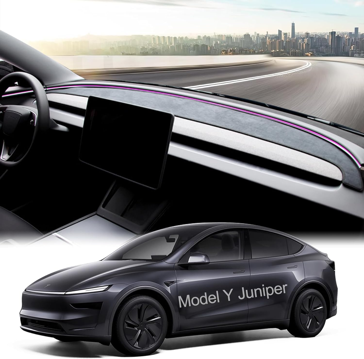 Dashboard Cover for Tesla Model Y Juniper 2025 2026, Non-Slip Anti-Glare Sunshade Suede Dash Board Mat Dash Protector Interior Accessories for UV Protection Heat Insulation image number 5