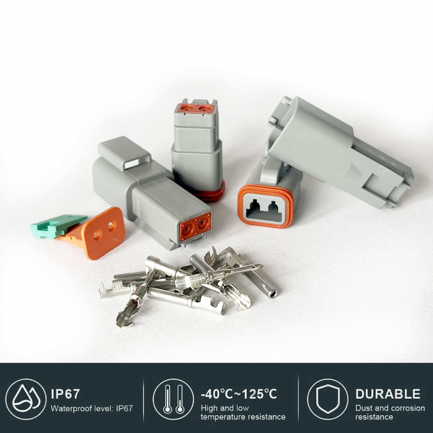 48PCS DT Deutsch Connector Kit, 6 Kits 2 Pin DT Connectors with Solid Contacts, Waterproof Automotive Electrical Connectors Assortment for Automotive Repair image number 5