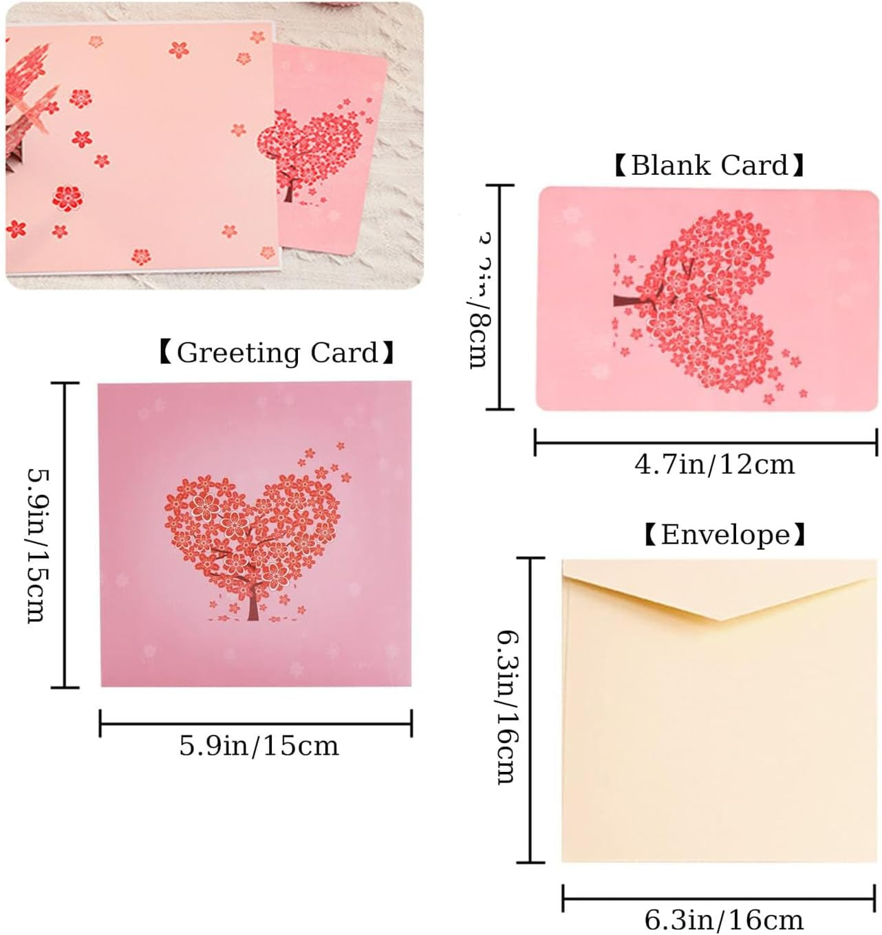 3D Floral Pop up Card and Envelope,Unique Pop up Greeting Card for Birthday, Christmas, New Year, Anniversary, Valentine, Wedding, Graduation (Cherry Blossom) - Purple image number 2