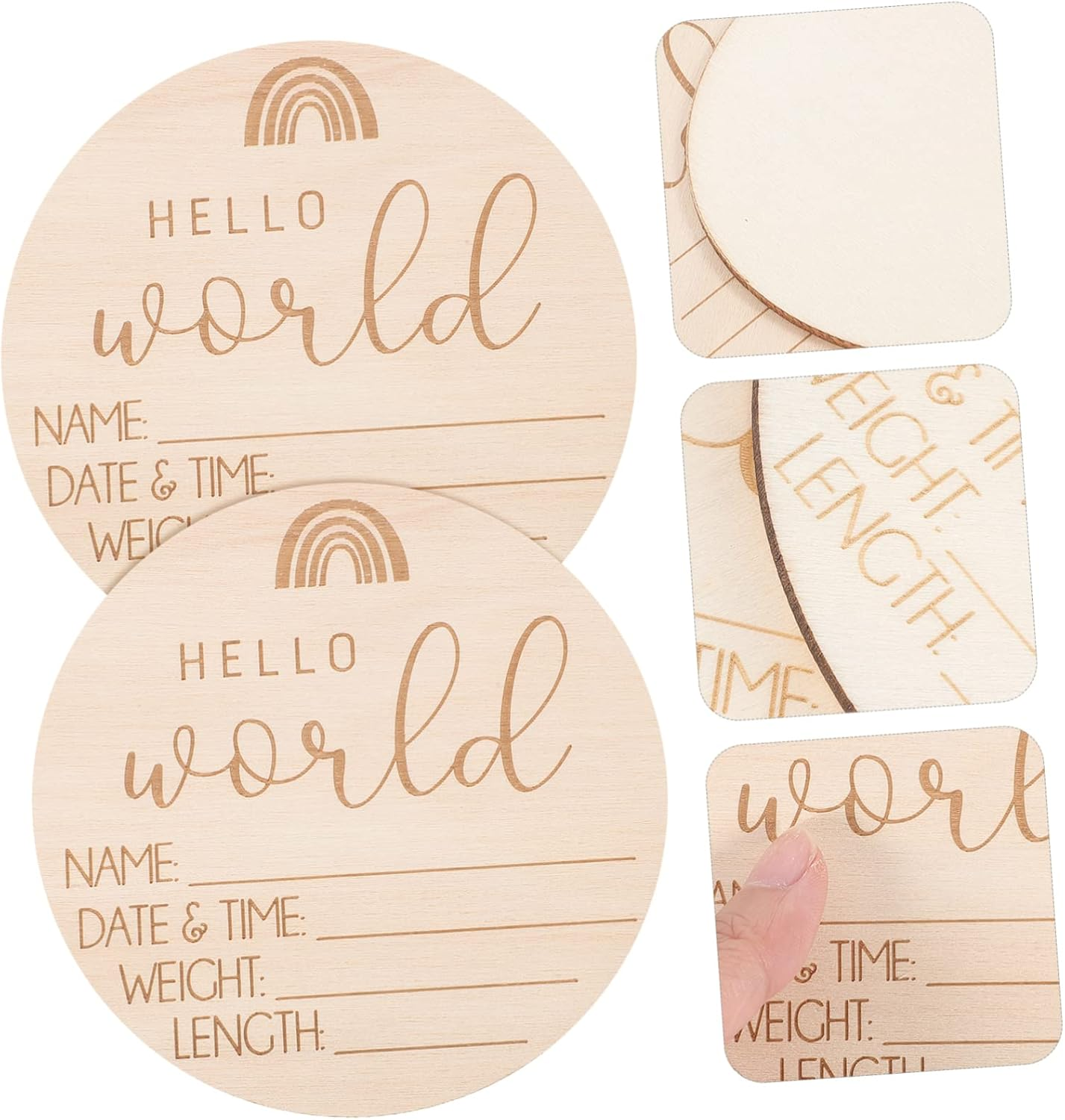 Minkissy 5Pcs Wood Birth Announcement Signs Rainbow Design Hospital Newborn Name Plaques Photo Props and Nursery Decor for Newborn Photography and Shower Celebrations image number 5