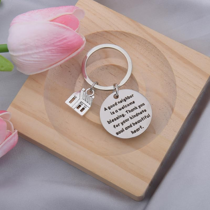 Neighbor Keychain Gifts for Men Women Neighbor Christmas Birthday Gifts for Neighbors Moving Away Gifts for Neighbors Thank You Keychain Gifts for Neighbor Felmale Male image number 3
