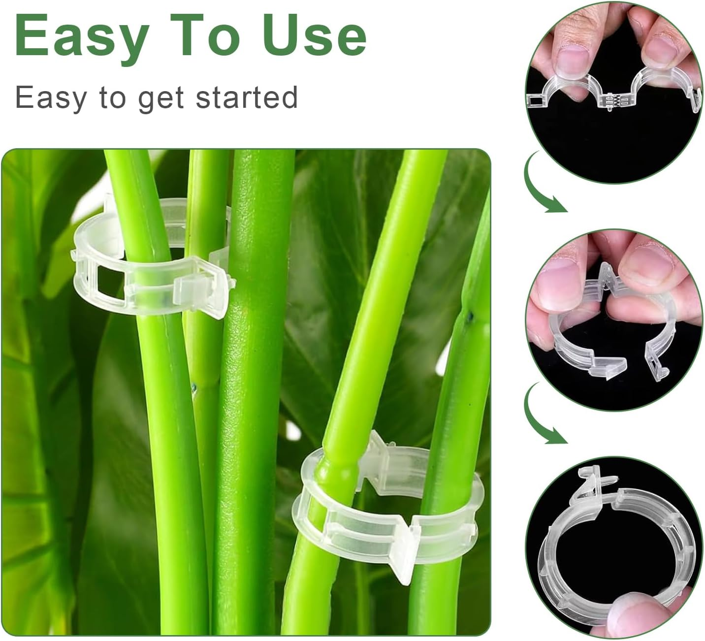 Topbine 200 Pcs Plant Support Clips,Plastic Garden Trellis Clips for Climbing Plants to Grow Upright Healthier