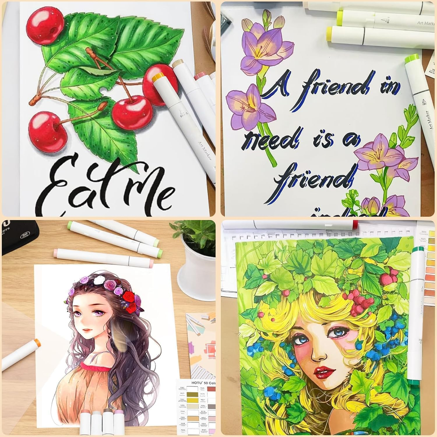 Aymxcls Art Markers Alcohol Based, 60-Color Double Tipped Coloring Drawing Illustrations, Artist Dual Tip Graphic Markers Crayon Markers for Coloring Drawing ﻿ image number 1