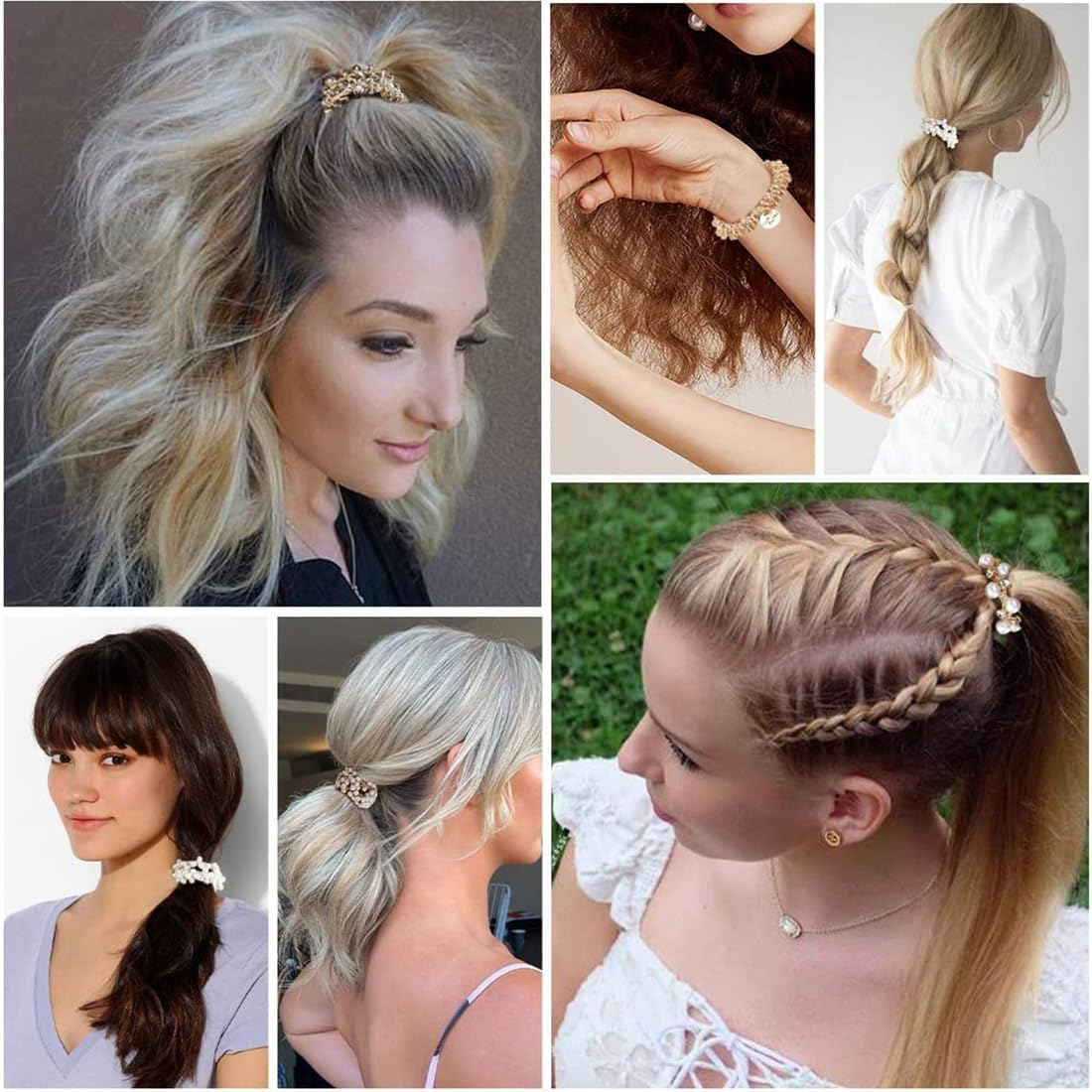 JEYORZY Pack of 3 Hair Bobbles, Elastic Ponytail Holder, Stylish Ponytail Holder for Women and Girls, Stylish Braided Hair Scrunchie image number 5