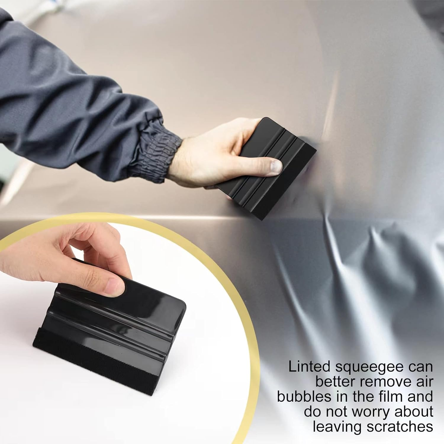 Window Tinting Tools, Window Film Kit, Professional Car Wrap Kit, Vinyl Wrap Kit, Tint Kit Includes Square with Flannel Squeegee, Carving Knife, Safe Membrane Cutter, Edge Trimming Squeegee. image number 4