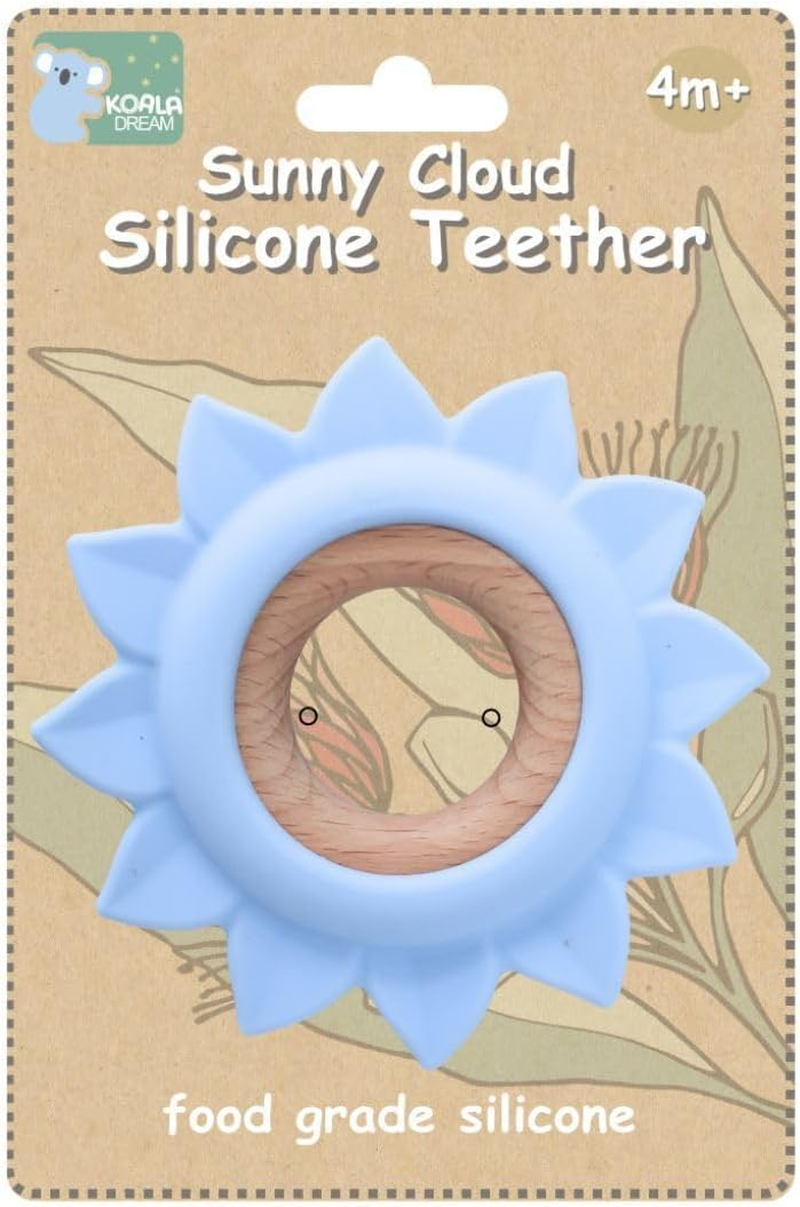 Koala Dream - CA3021C Silicone TEETHER Sun Blue - Natural Timber and Food-Grade Silicone