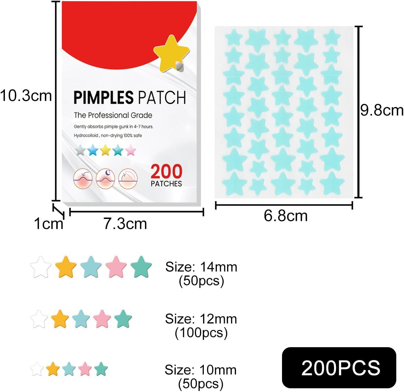 200Pieces Hydrocolloid Spot Patch for Blemish-Prone Skin &ndash; Invisible Acne Cover, Breathable & Waterproof, Gentle Skin Support