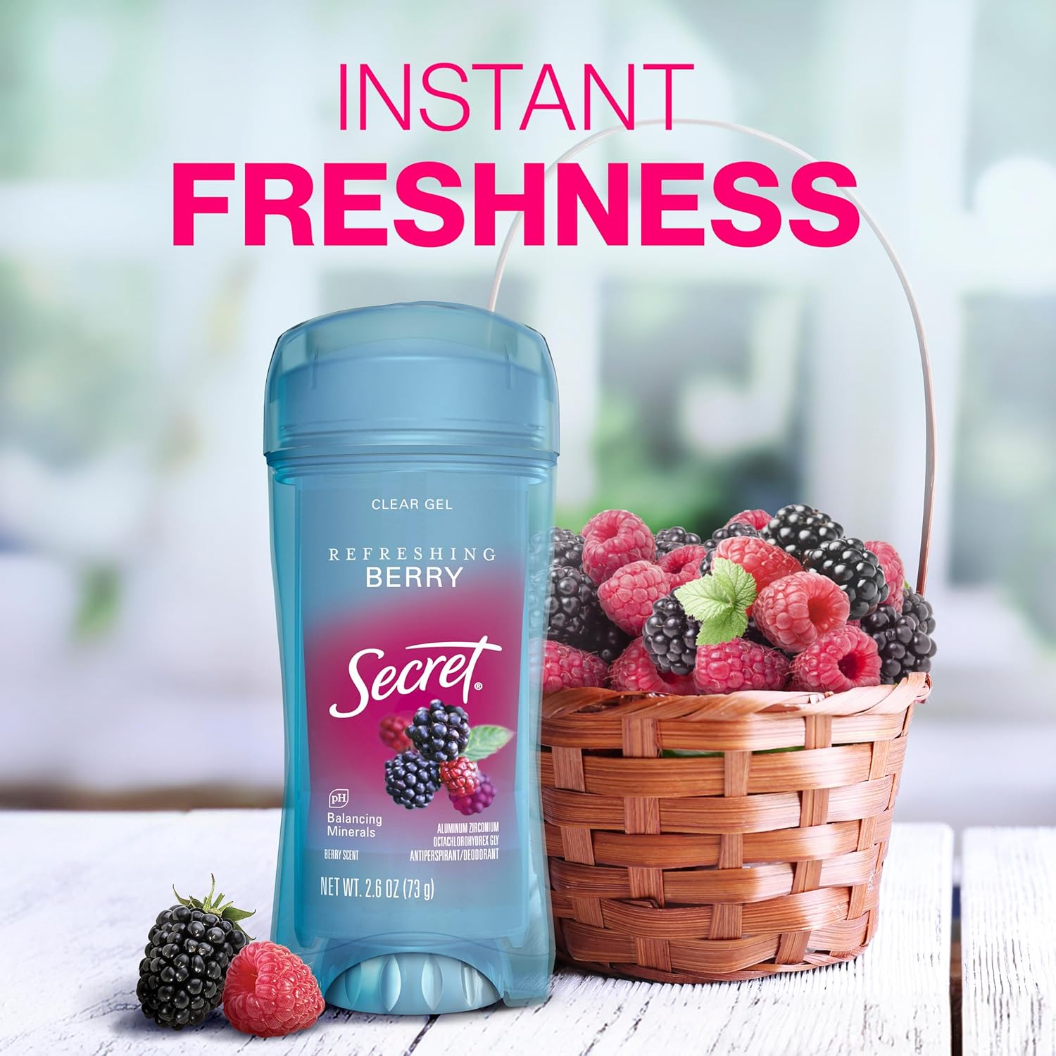 Secret Fresh Antiperspirant and Deodorant Clear Gel, Boho Berry, 2.6 Oz(Pack of 6). image number 6