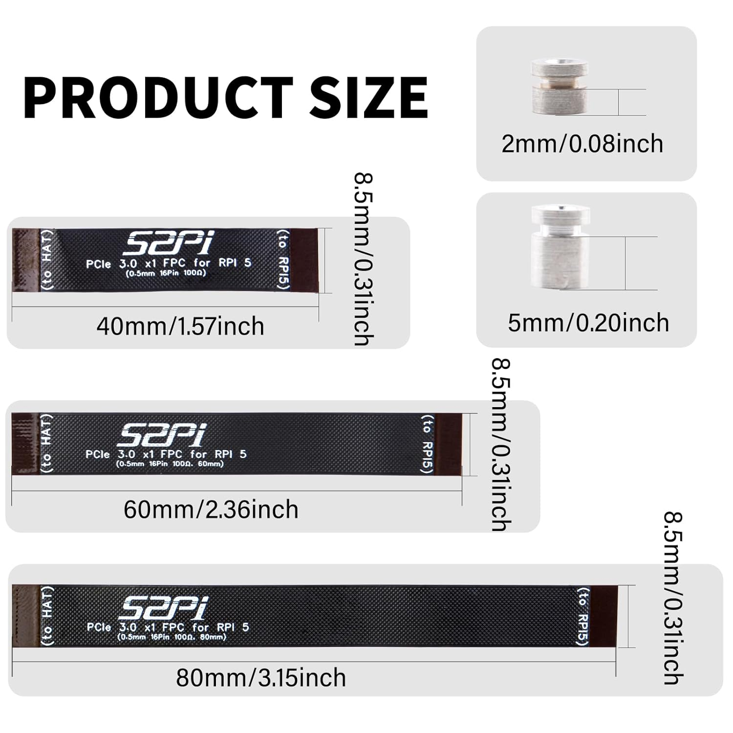 Geeekpi 3PCS 16Pin 0.5Mm Pitch Pcie FPC Cable 40Mm/60Mm/80Mm for Raspberry Pi 5 & Pcie M.2 M-Key Nvme SSD Pcie Peripheral Board image number 1