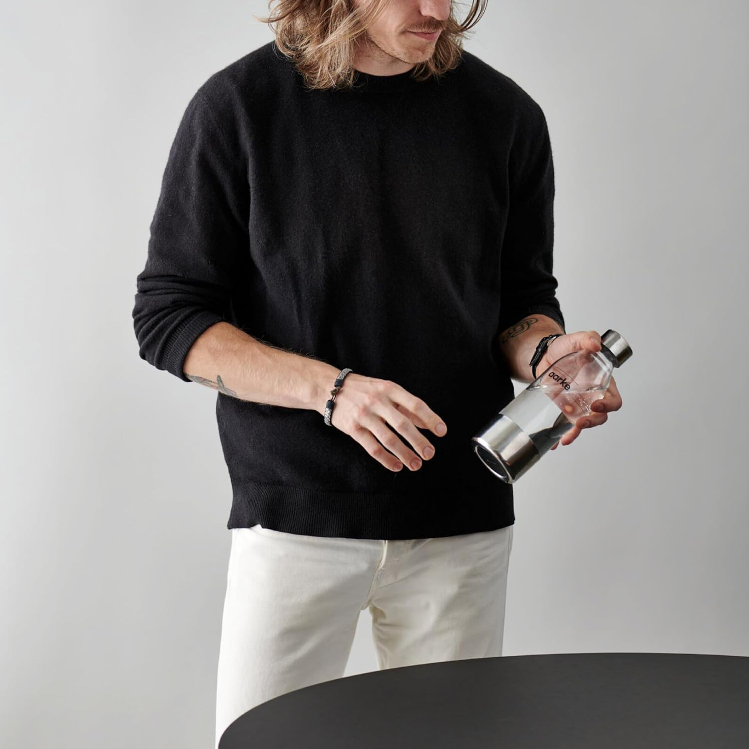 Aarke 2-Pack Small PET Bottle for Sparkling Water Maker Carbonator 3, BPA Free with Details in Steel, 450Ml, AASPB1-STEEL