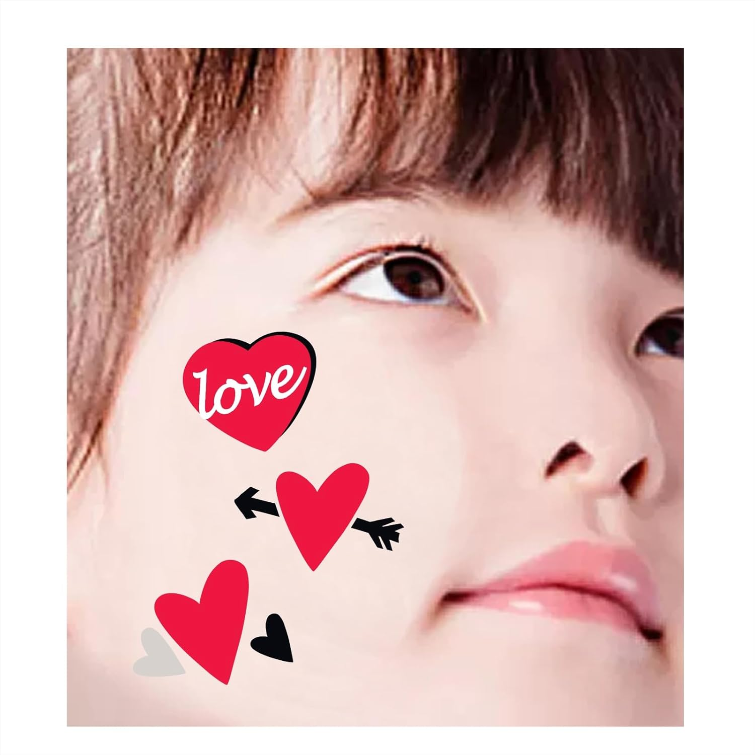 Womaha 9 Temporary Valentine'S Day Tattoos for Women Girls Small Heart-Shaped Tattoo Face Stickers image number 4