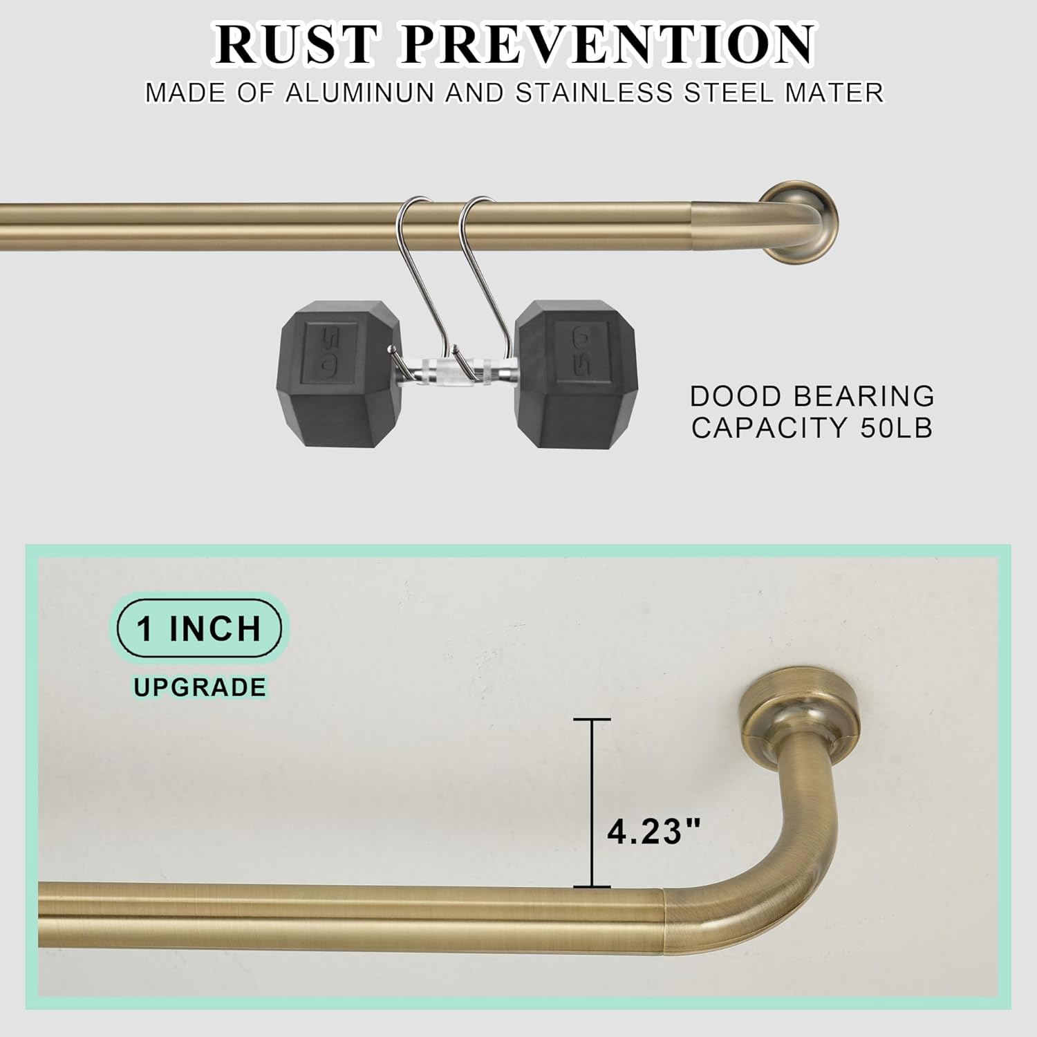 Lwiiom Antique Bronze Curtain Rod for Windows 28-86",Internal Splicing 1 Inch Diameter Disc Curtain Rod,Adjustable Room Darkening Curtain Rod with Aluminum Finials and Brackets,Wrap around Design image number 5