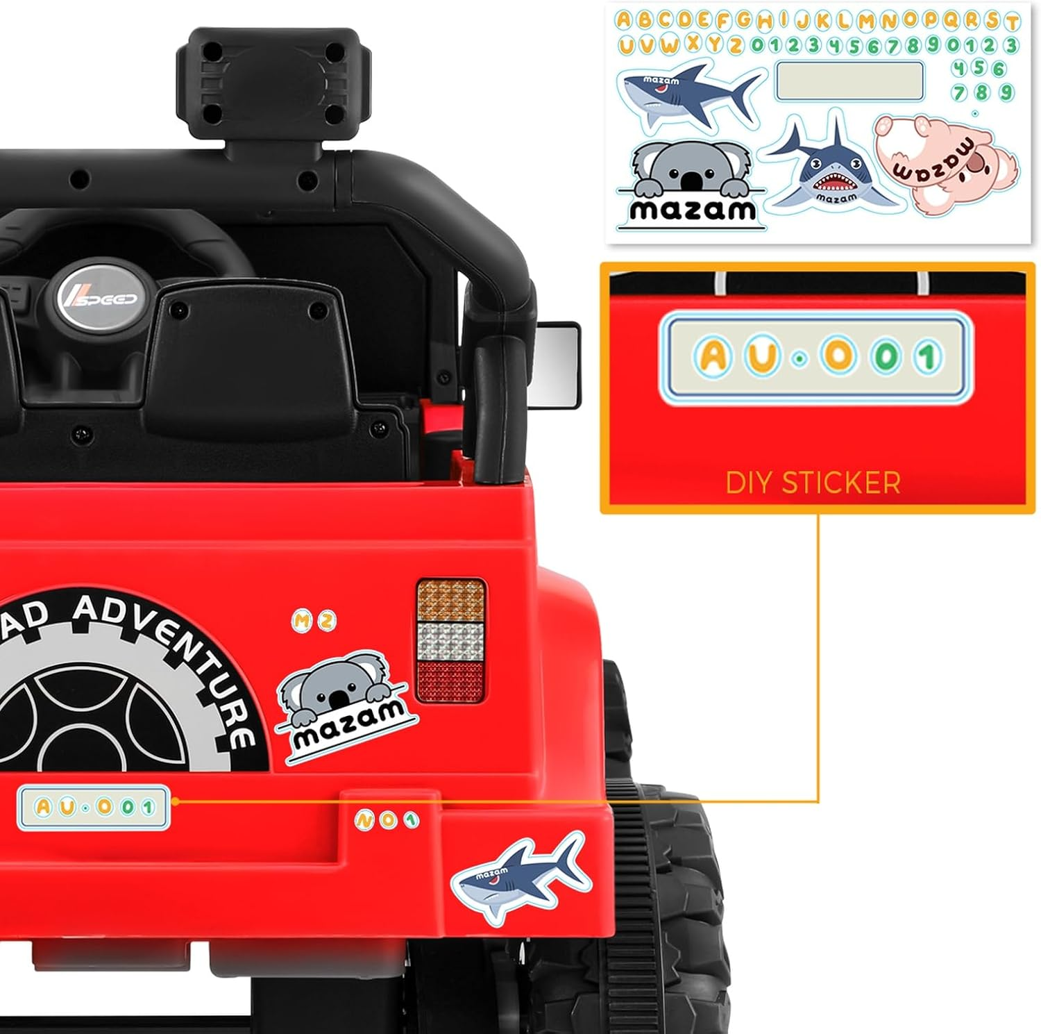 Mazam Kids Ride on Car Jeep Toy Car with 12V Battery and Remote Control Built-In Music 30Kg Capacity Electric Cars Suitable for 3 Years Old and above Red image number 3