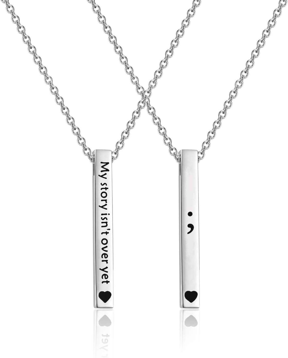 POTIY Semicolon Necklace Suicide Awareness Semicolon Gift My Story Isn'T over yet Depression Suicide Mental Health Awareness Semicolon Inspirational Jewelry image number 2