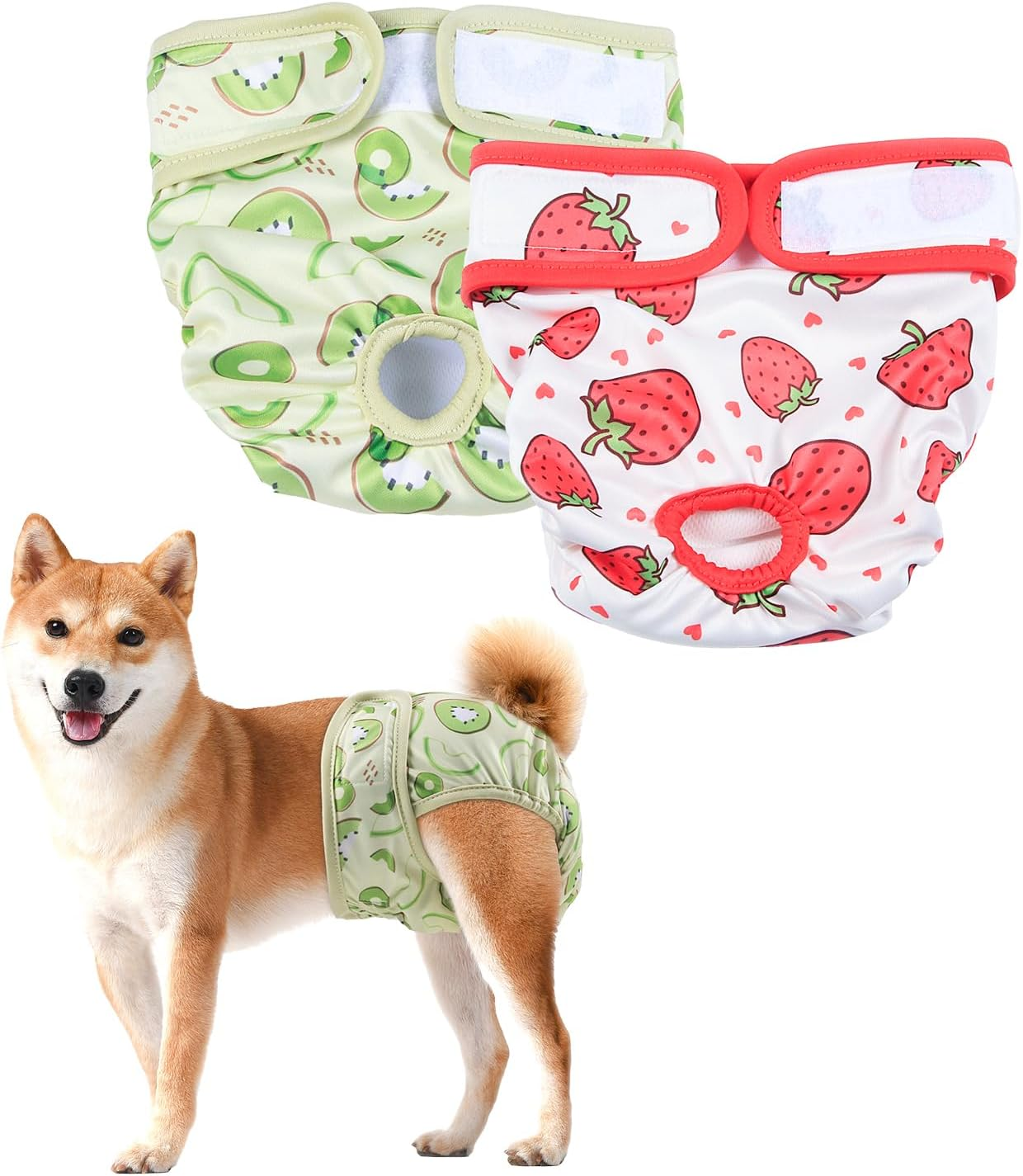 NACOCO 2 Pack Female Dog Diapers - Soft Leakproof Doggie Sanitary Panties Washable Pants in Heat Cycle Period Incontinence Adjustable for Medium Large Dog (Large) image number 3