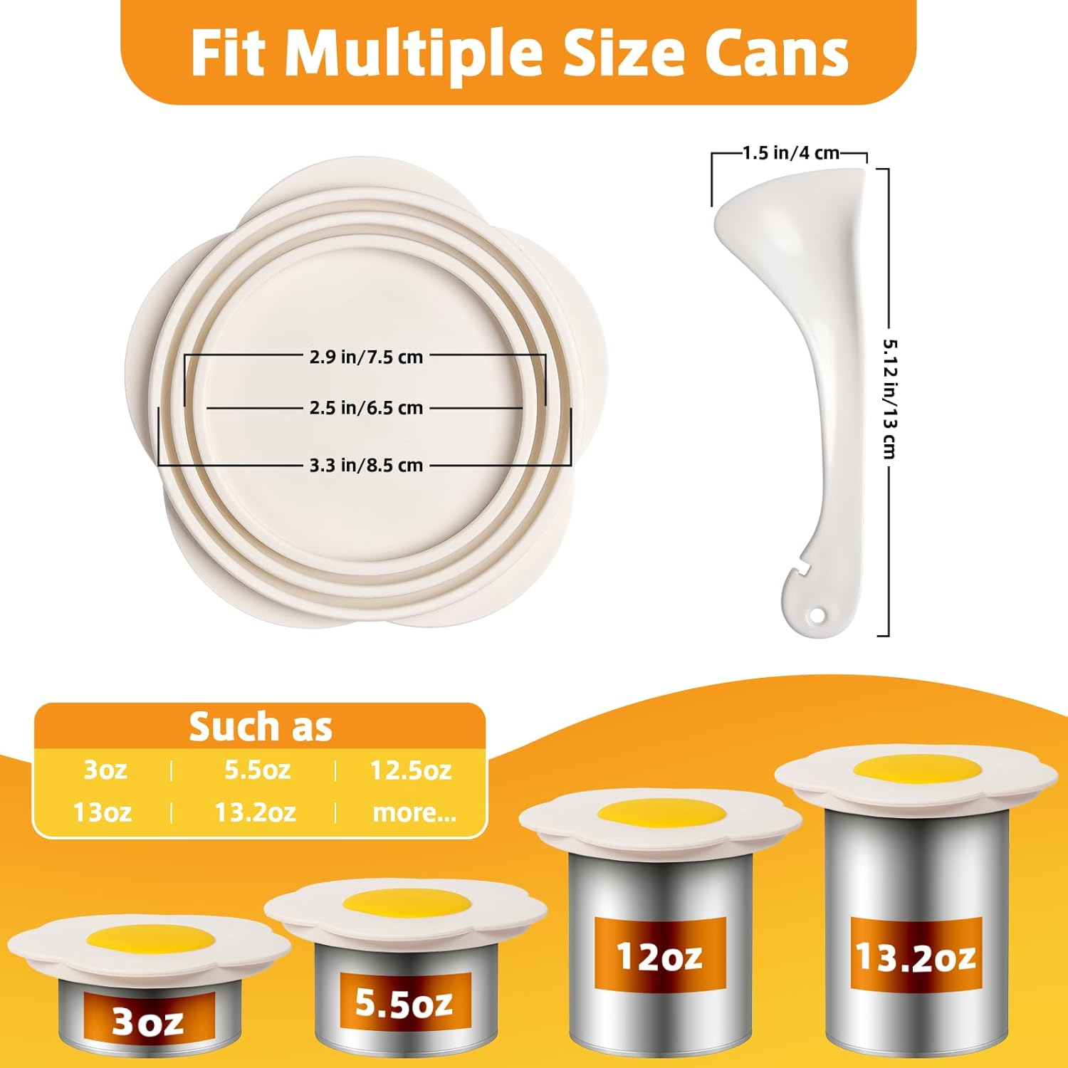 Pet Food Can Lids, Universal Size Can Covers for Dog and Cat Cans, Silicone Cat Food Top with Sunflower Shape One Fit 3 Standard, Multifunctional Pet Can Opener Can Spoons (2 Pieces) image number 5