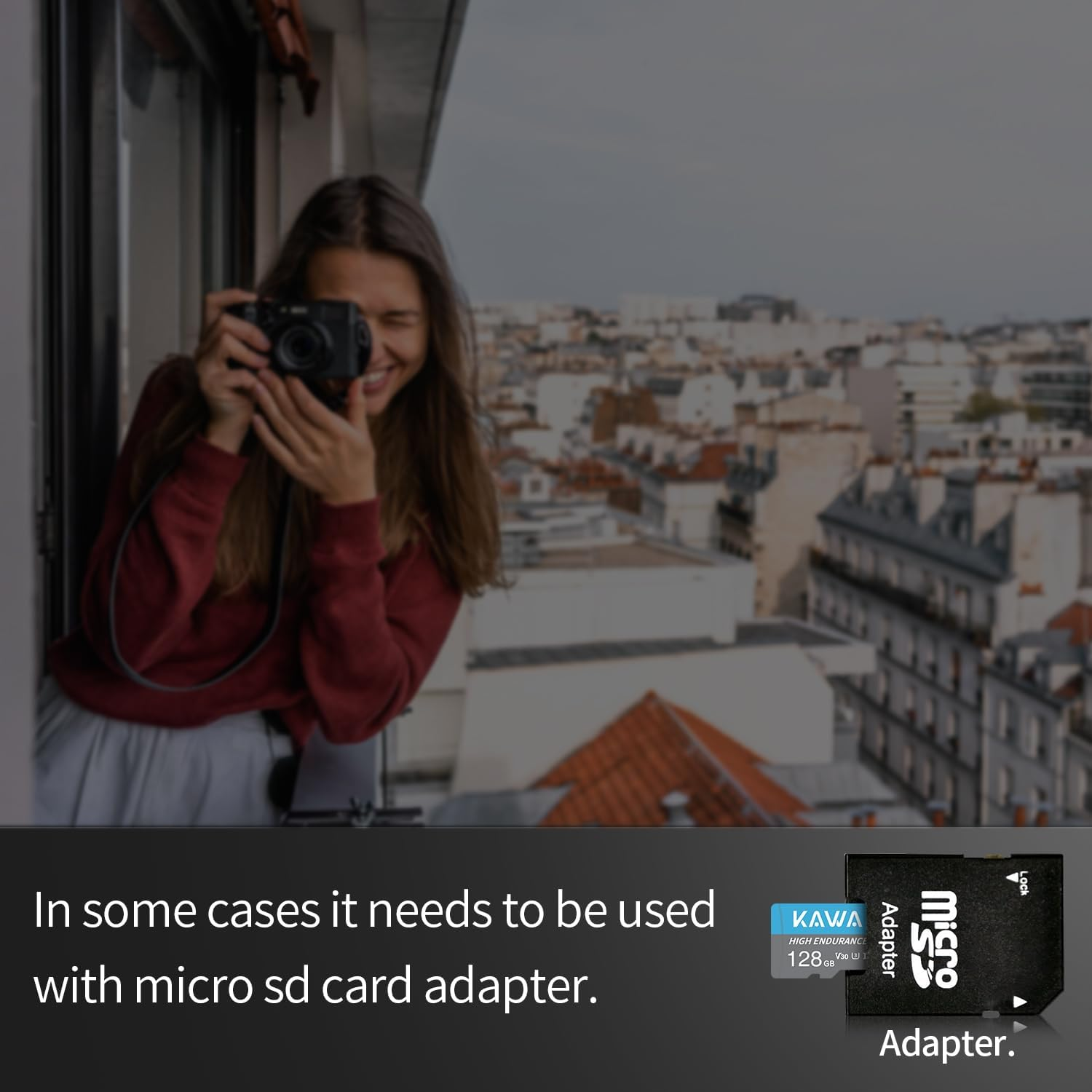 KAWA 128GB Micro SD Card, High Endurance Video Monitoring Card, Microsdxc Flash Memory Card, A1, U3, Class10, V30, High Speed TF Card for Dashcam, Security Camera, Phones, Tablets, Drones image number 1