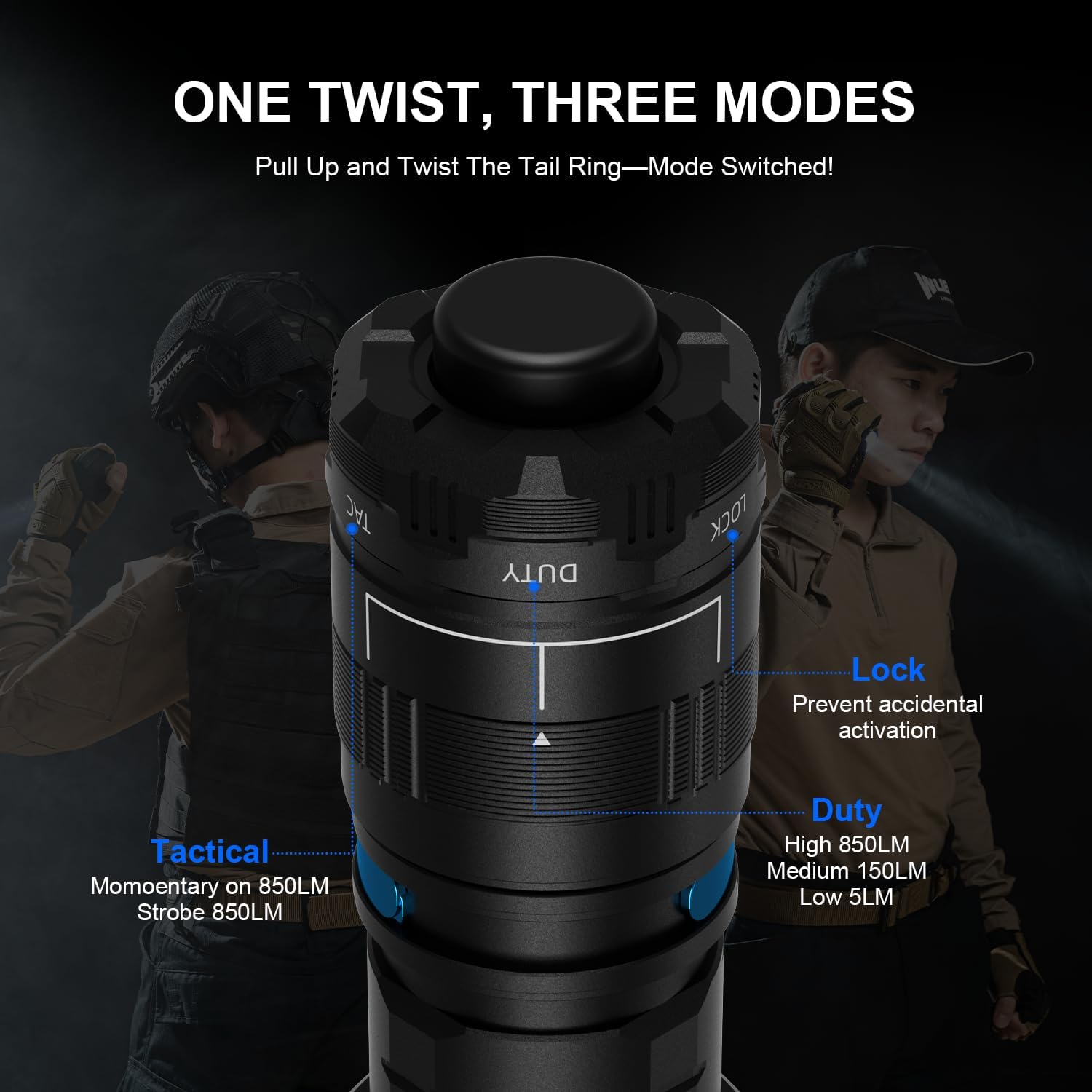 WUBEN T4 Tactical Flashlight Rechargeable for EDC, Small Flashlight Powerful 401M Long Throw, Pocket Flashlight with Tactical/Duty/Lock 3 Modes, Mini Flash Light for Police, Military, and Daily Use