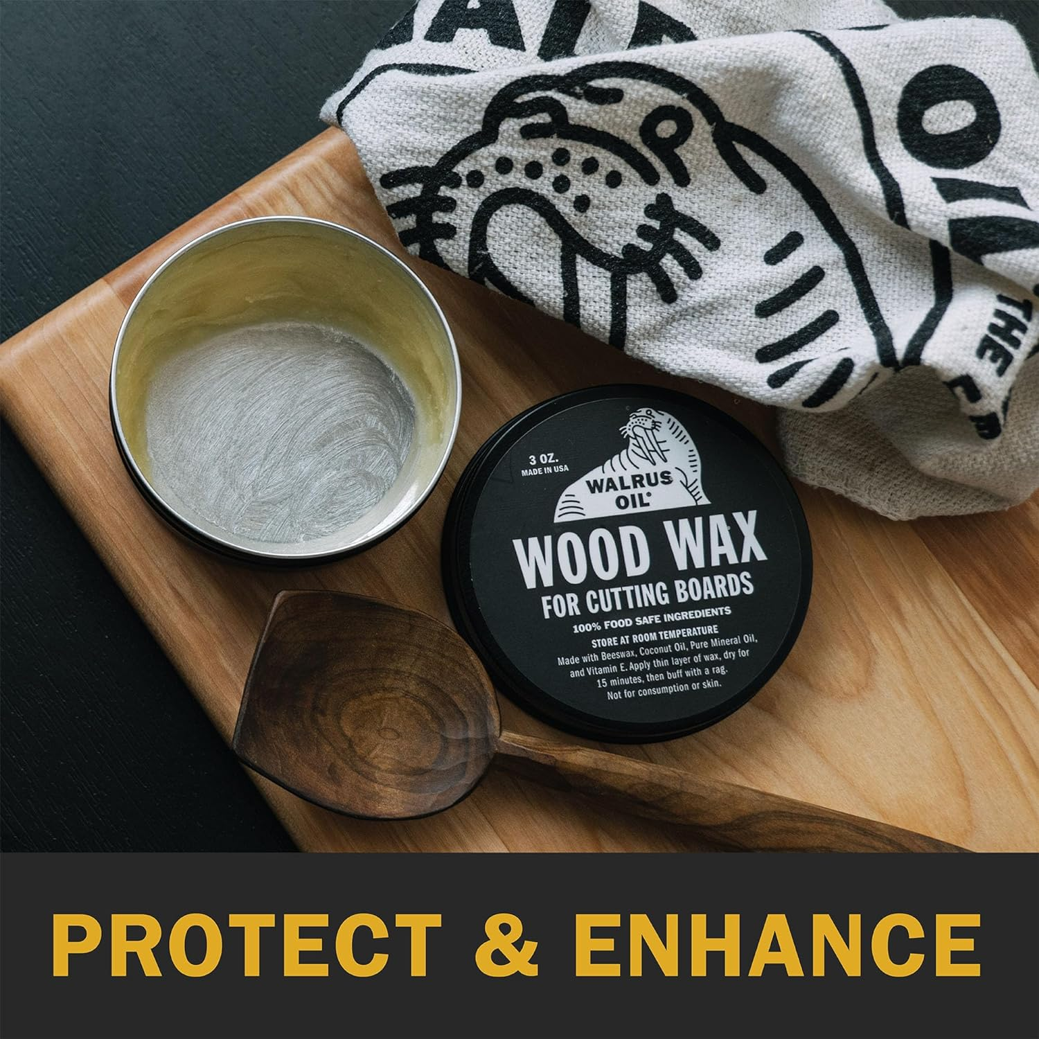 Walrus Oil Wood Wax, 3 Oz Can, FDA Food-Safe, Cutting Board Wax and Board Cream image number 1