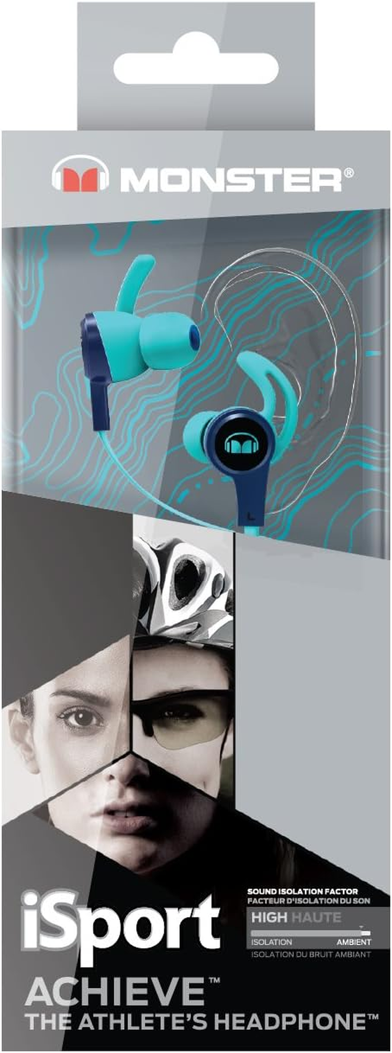 Monster Isport Achieve Headphones with Mic - In-Ear with Mic - Blue image number 1