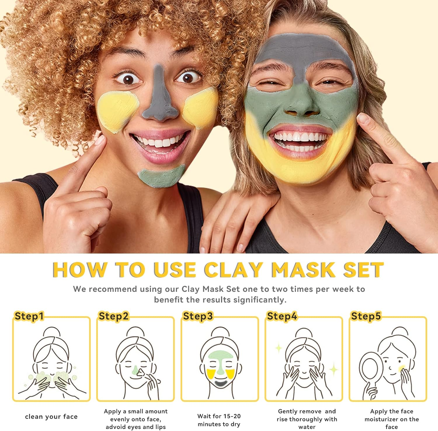 ANAI RUI 3 Pack Face Mask Gift Set,Christmas Facial Mask Set,Turmeric Clay Mask - Green Tea Mud Mask - Dead Sea Minerals Mud Mask Stocking Stuffers for Women &Teen Girl 2.5 Oz Each