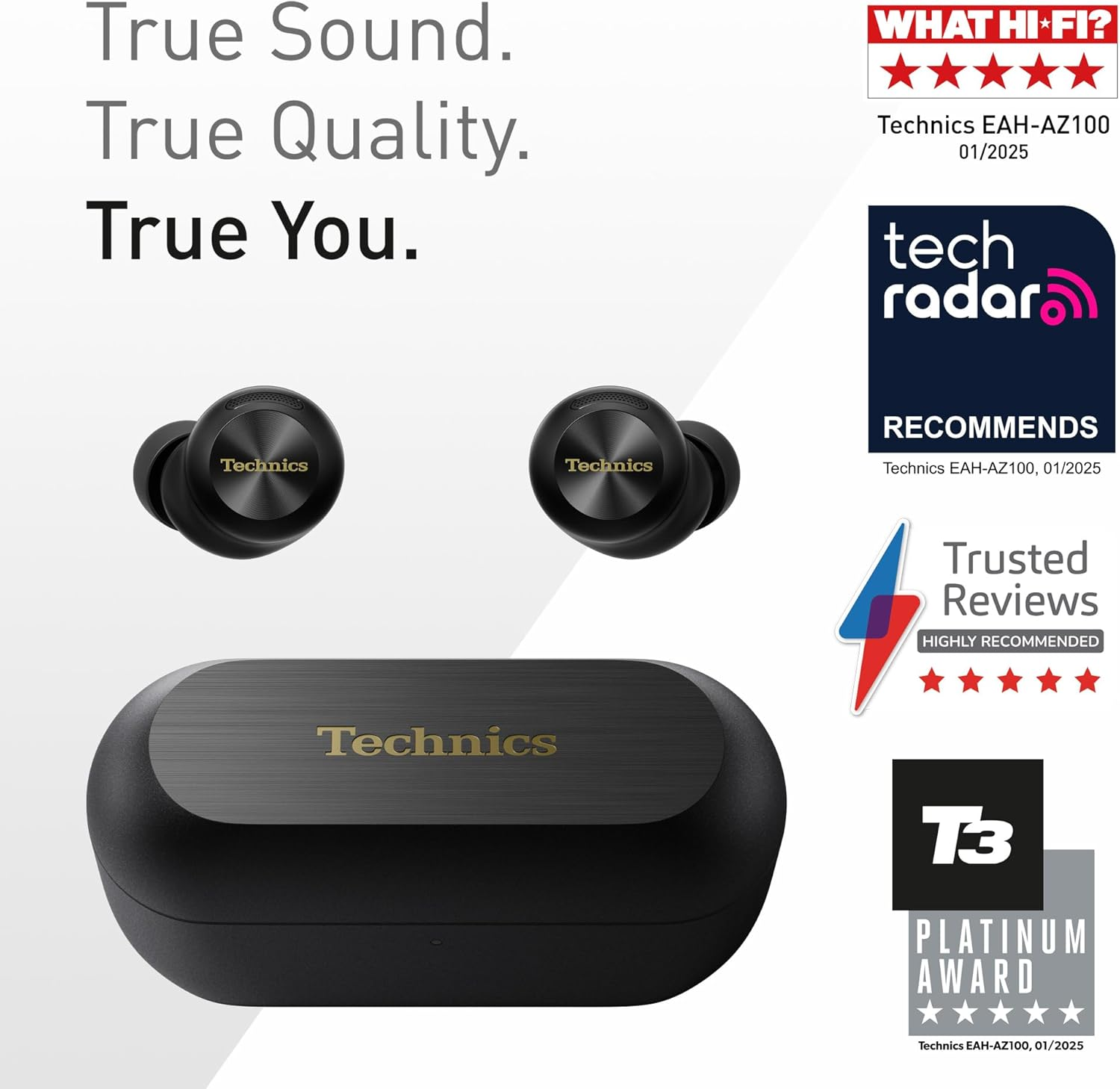 Technics AZ100 True Wireless Noise Cancelling Bluetooth Earbuds with Magnetic Fluid Driver, Voice Focus AI, 3 Device Multipoint Connectivity, LDAC Compatible, Black (EAH-AZ100E-K) - Champagne Gold image number 6