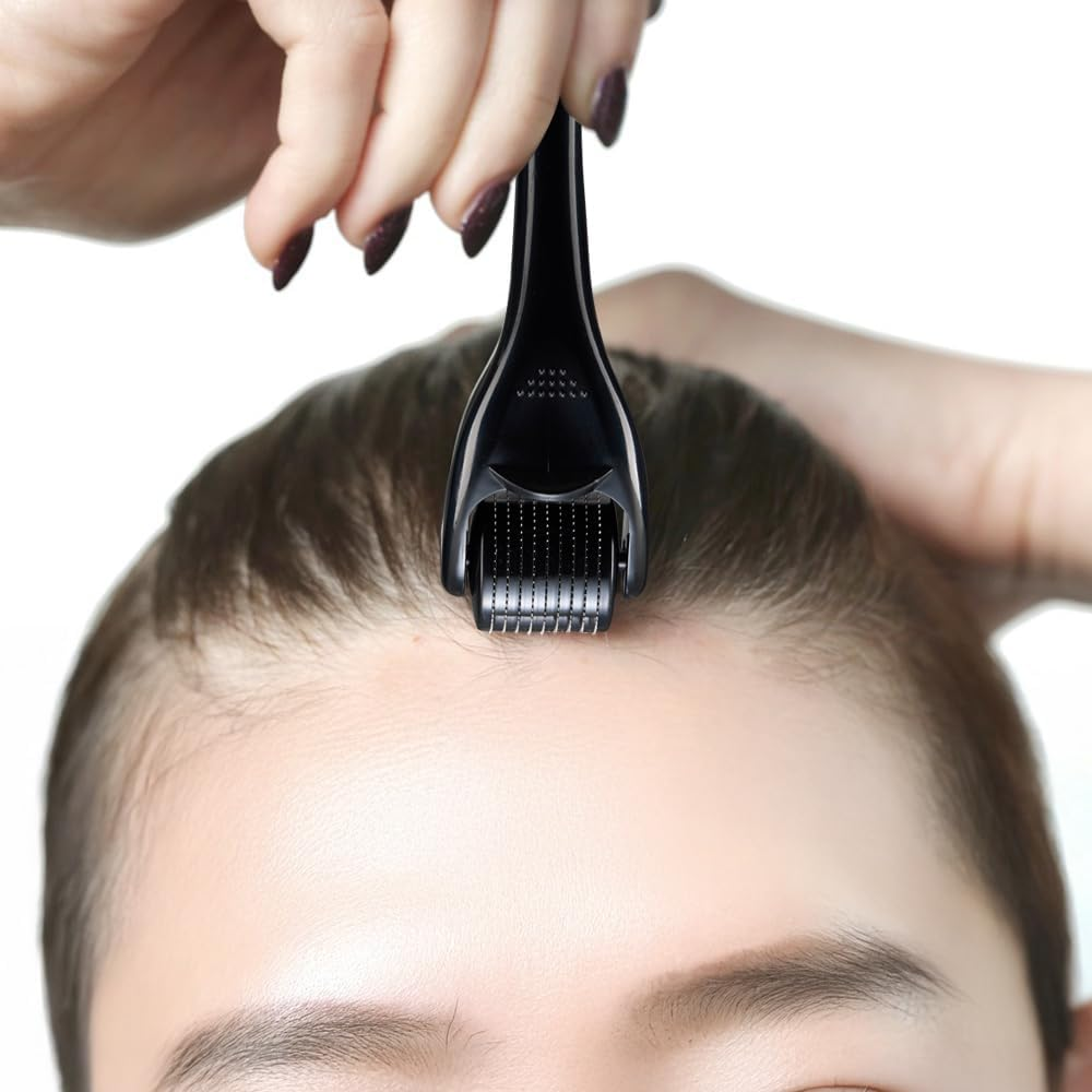 2PCS 1Mm&1.5Mm Derma-Roller for Hair Face Skin,Microneedling Roller Beard Growth Kit Derma-Roller with 540 Needles for Men Women image number 3