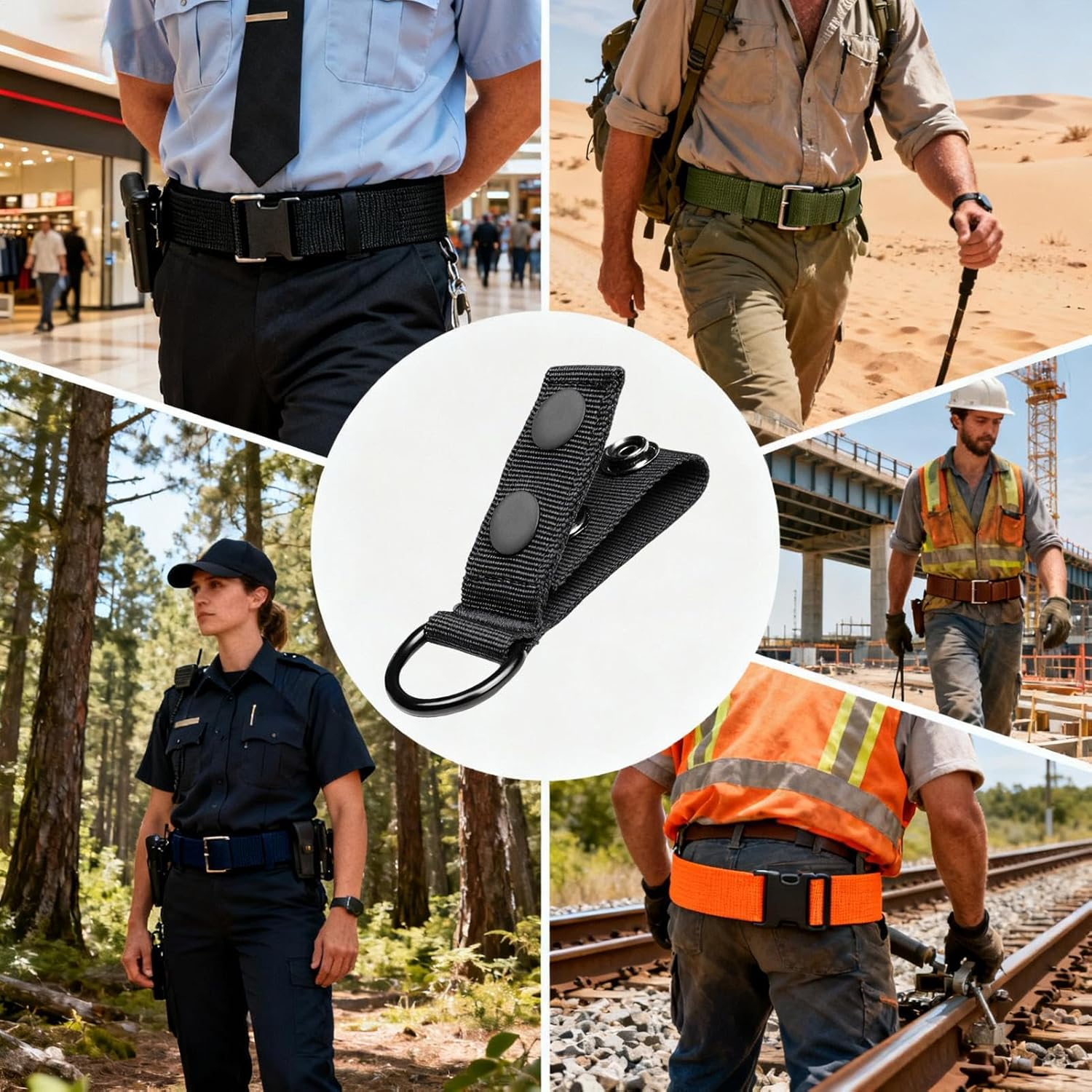 Duty Belt Keepers, 4 Pieces Belt Key Holder, Heavy Duty Strap Clips with Closure for Gear Organization, for Men Enforcement Officers Security Correctional Plumbing Mechanics Outdoor Work image number 4