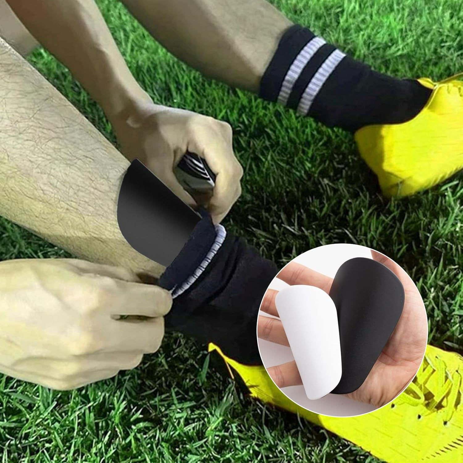 2 Pairs Mini Shin Pads, Small Shin Pads, Football Men, Football Shin Pads, Mini Shin Pads, Protective Equipment for Men, Women, Boys, Girls, Adults, Football Accessories, 10 X 6 Cm image number 4