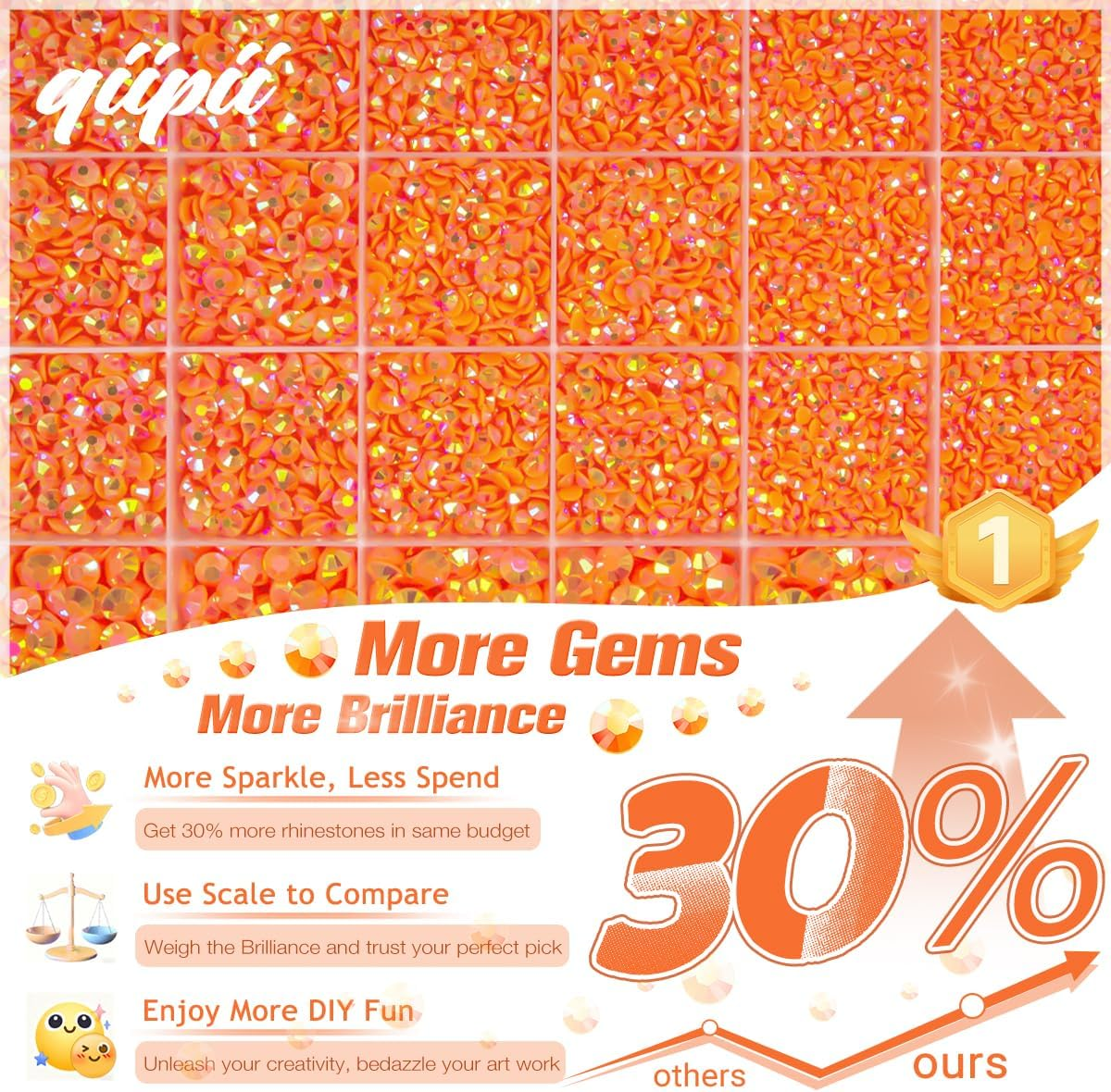 Orange Ab Resin Rhinestone with Jewelry Glue B7000 for Stunning Craft Ss6 Ss10 Ss16 Ss20 Ss30 Gelatin Stones Flat Bottom Diamonds Gems Pendants for Nail Face Eyes MA image number 3