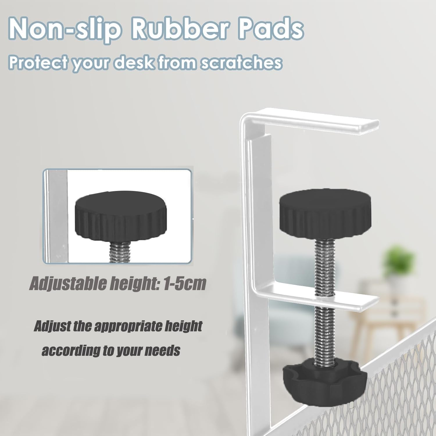 Under Desk Cable Management Tray, No Drill Metal Mesh Cable Organiser with Clamp Mount for Wire Management, 2 Hole Cord Organization Box, Cable Rack for Home, Office and Standing Desk, Easy to Install image number 4