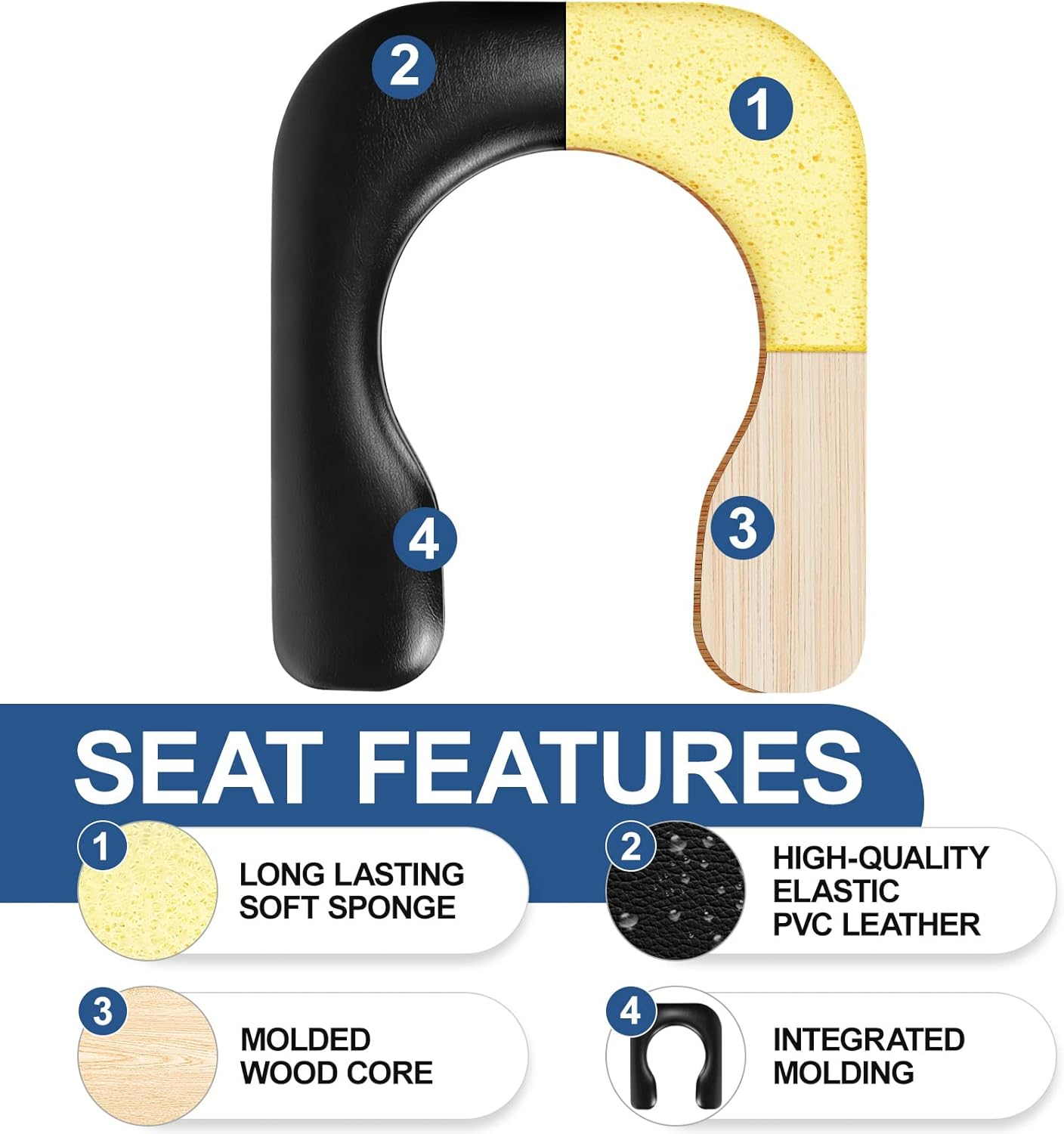 BLIKA U-Shaped Portable Toilet for Camping, 350LBS Stainless Steel Foldable Camp Travel Toilet with Soft Seat for Adults, Portable Potty for Camping, RV Travel, Road Trip