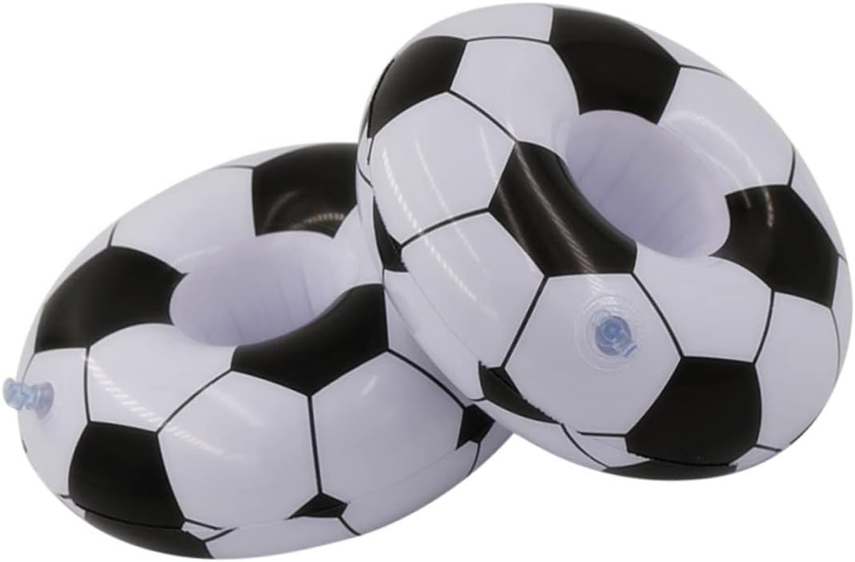 Totority 2Pcs Inflatable PVC Football Drink Floating Cup Holder for Pool Beach Soccer Ball Beach Drink Cup Holder for Party Decorations image number 5