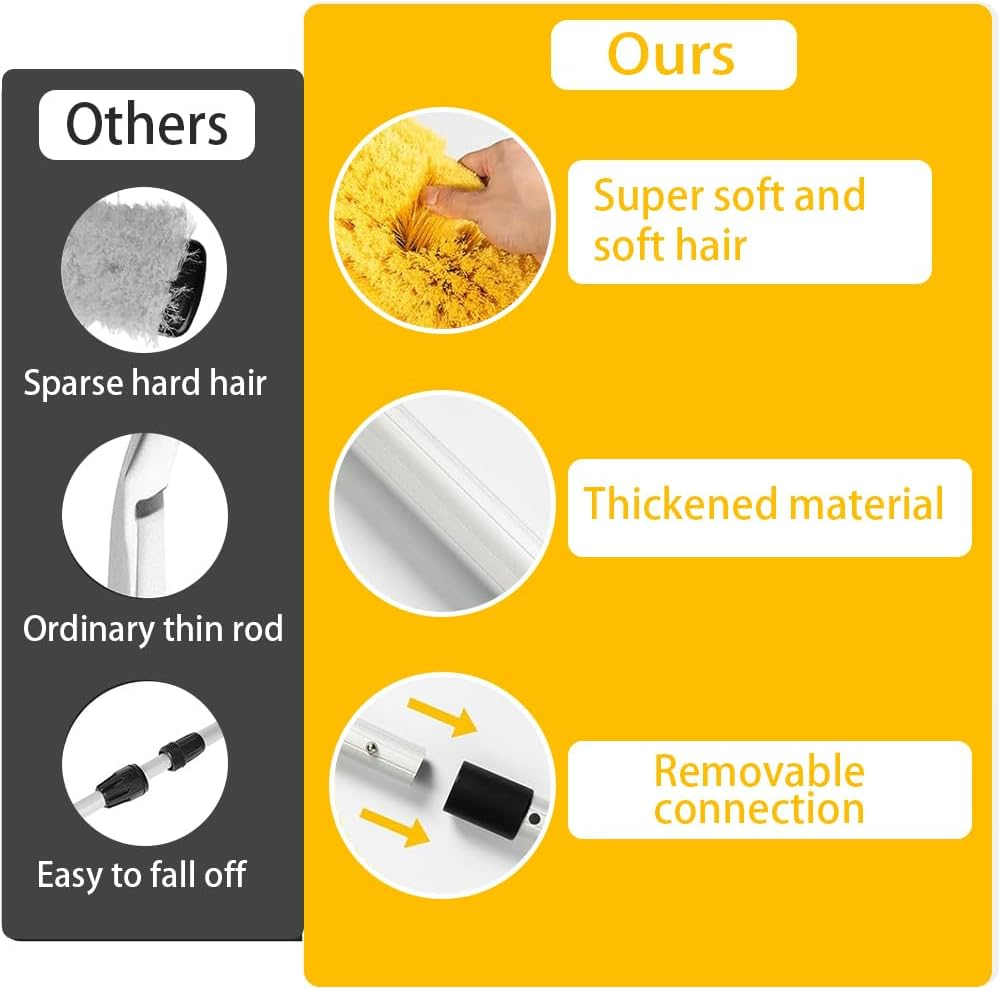 Long Handle Car Wash Brush, Can Be Extended and Disassembled for Easy Washing, Soft Bristle Cleaning Brush, Suitable for Cleaning Cars, Rvs, Boats, House Exteriors, Snow, Floors