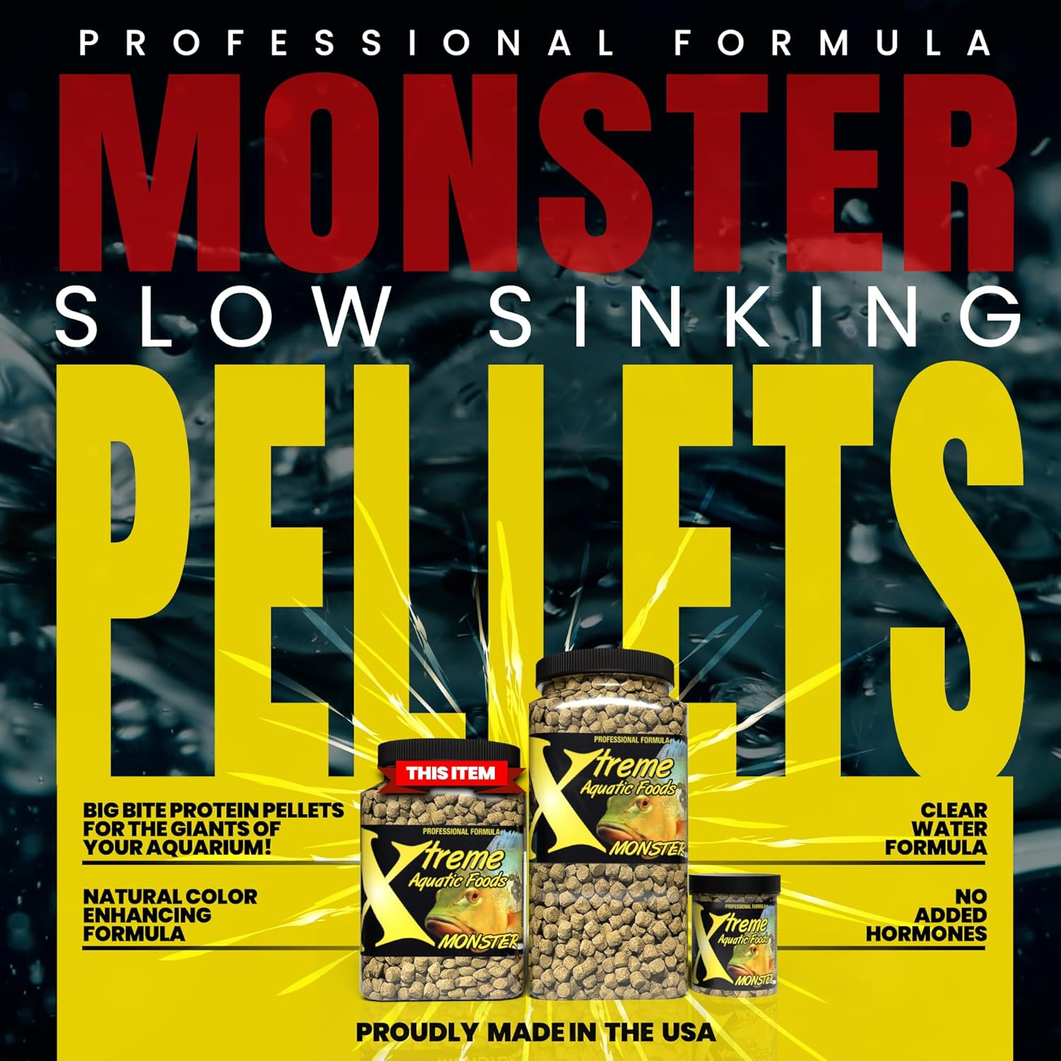 Xtreme Aquatic Foods Monster 9Mm Sinking Pellets Fish Food 510 Grams (18Oz) - for Jumbo, Large, Predatory, Carnivorous Fish, Cichlids, Peacock Bass, Also Suitable for Fry and Turtles image number 6