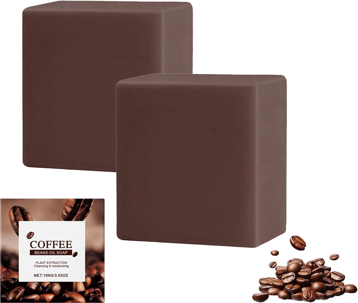 Coffee Soap Bar, Handmade Soap Bar for Bathing and Washing, Natural Vegan Exfoliating Soaps with Coffee and Coconut Oil, Face and Body Bars for All Skin Types, 100G (1Pcs)