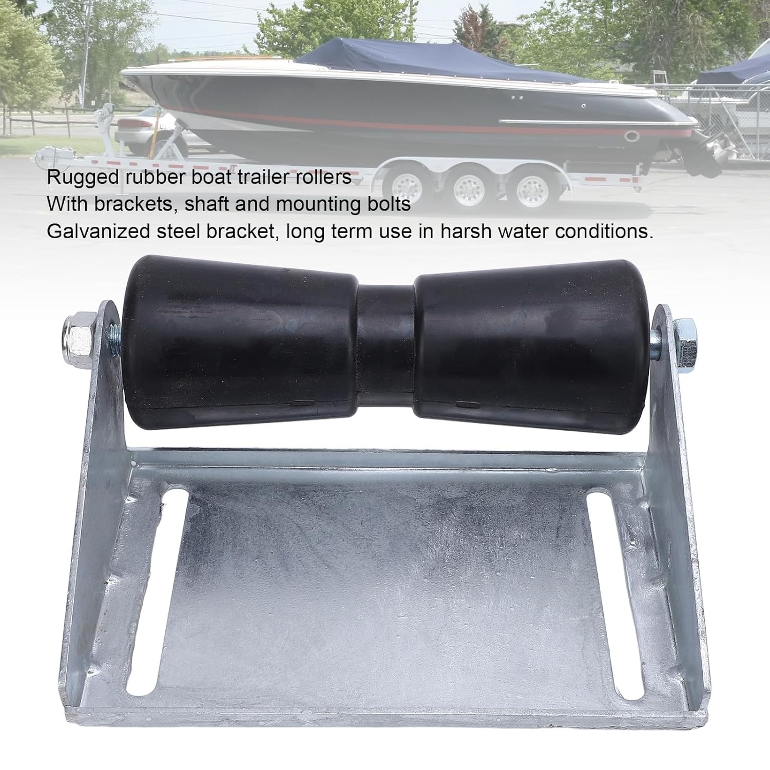 Boat Trailer Rollers with Bracket, Keel Roller Kit, Galvanized Steel Rollers for Boat Trailer with Mounting Bolts, for Loading Launching Boats, 1/2 Inch 5 Inch (8Inch)