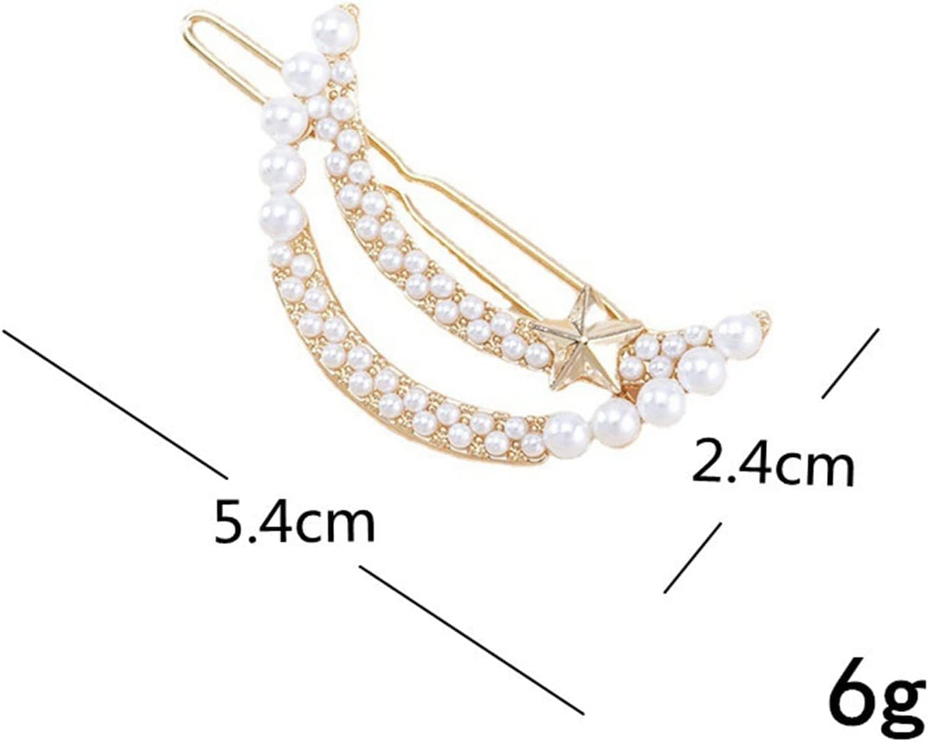 Andelaisi Boho Pearl Moon Hair Clip Vintage Hollow Crescent Moon Hair Barrette Clip Gold Pearl Hairpin Clip Minimalist Crescent Star Head Clip Accessories for Women and Girls Headdress image number 3